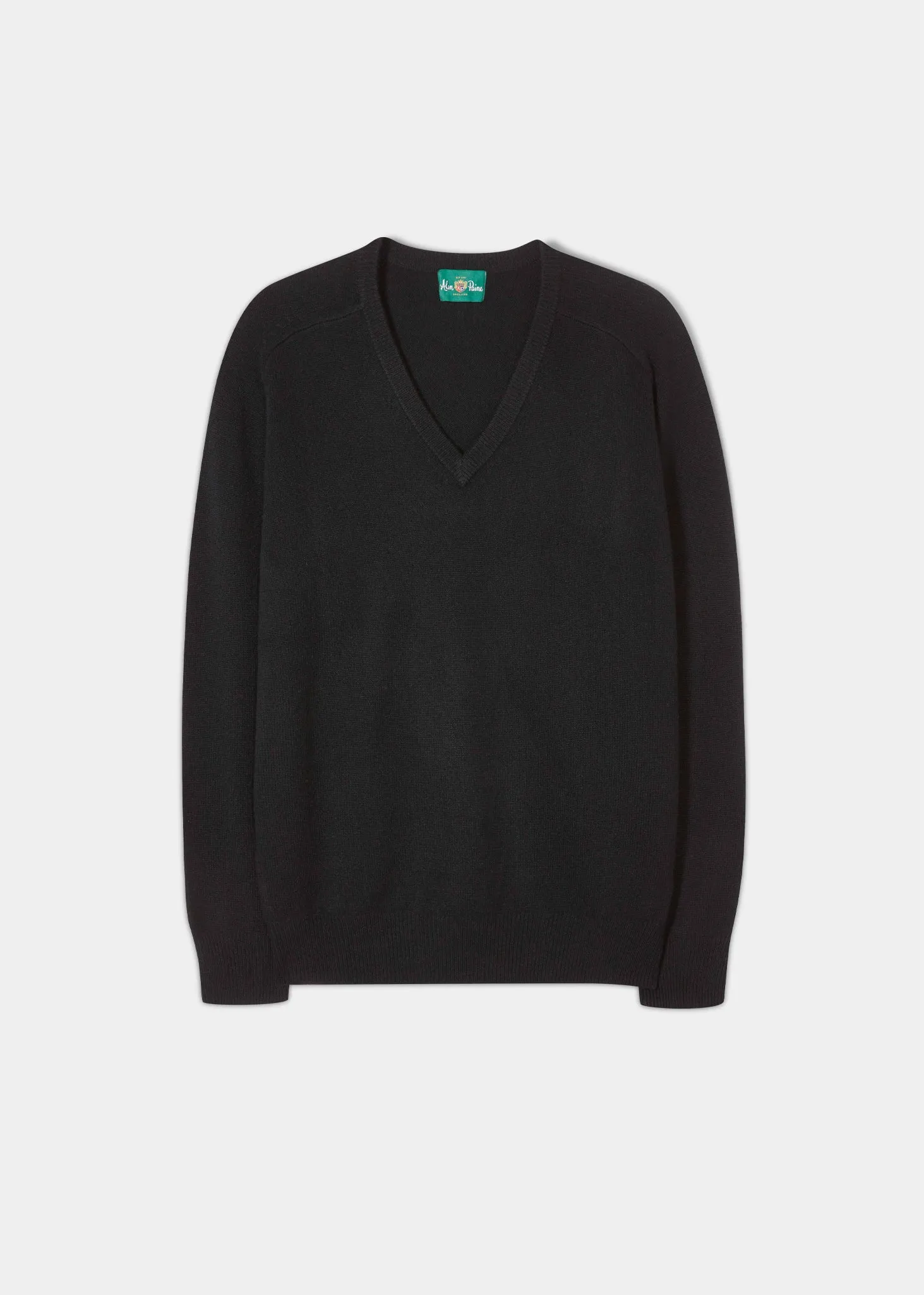 Hampshire Lambswool Jumper in Black - Classic Fit sold by Alan Paine