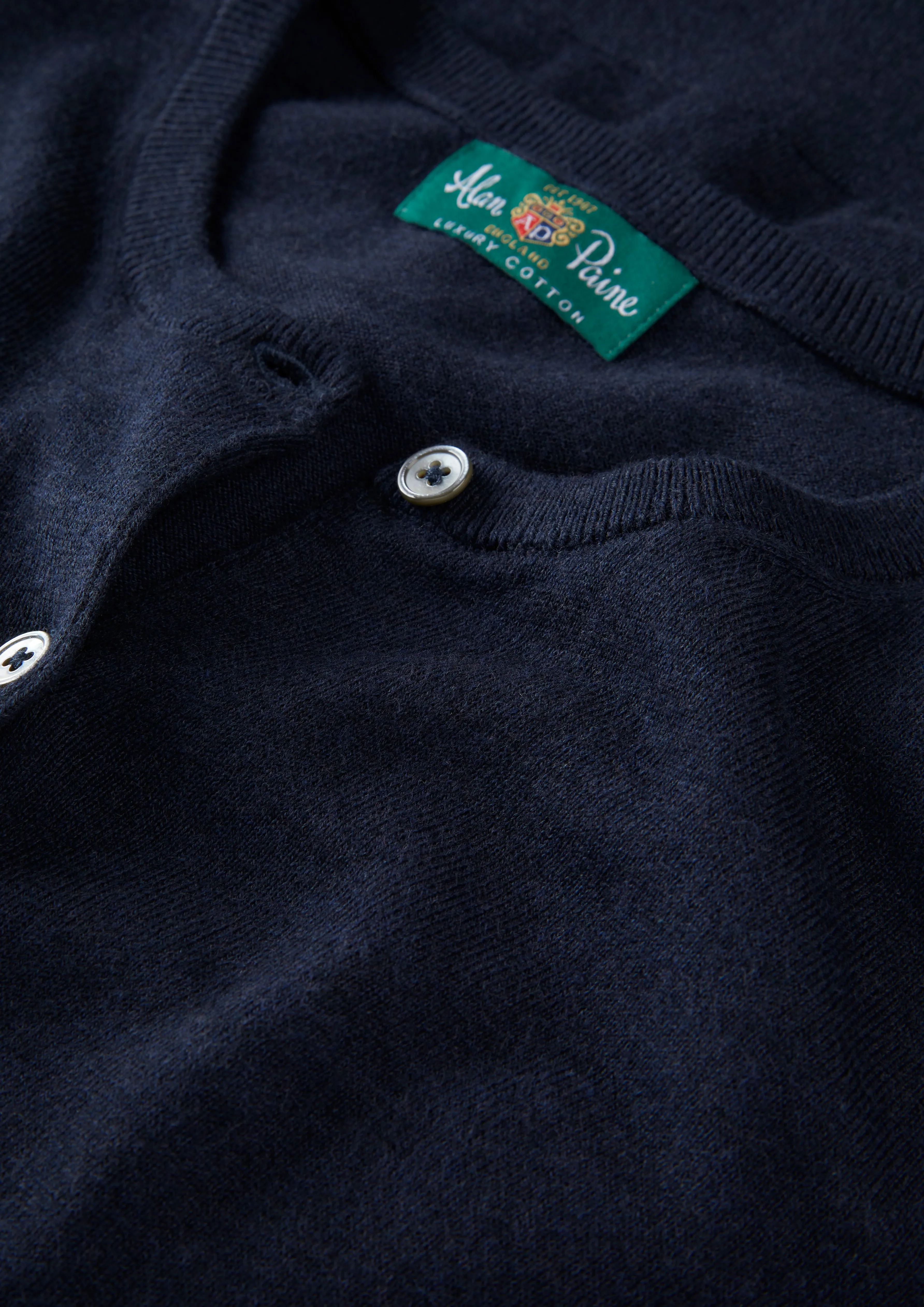 Daphne Ladies Cotton Cashmere Cardigan In Dark Navy sold by Alan Paine product image thumbnail 3