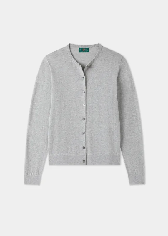 Daphne Ladies Cotton Cashmere Cardigan In Dove made by Alan Paine