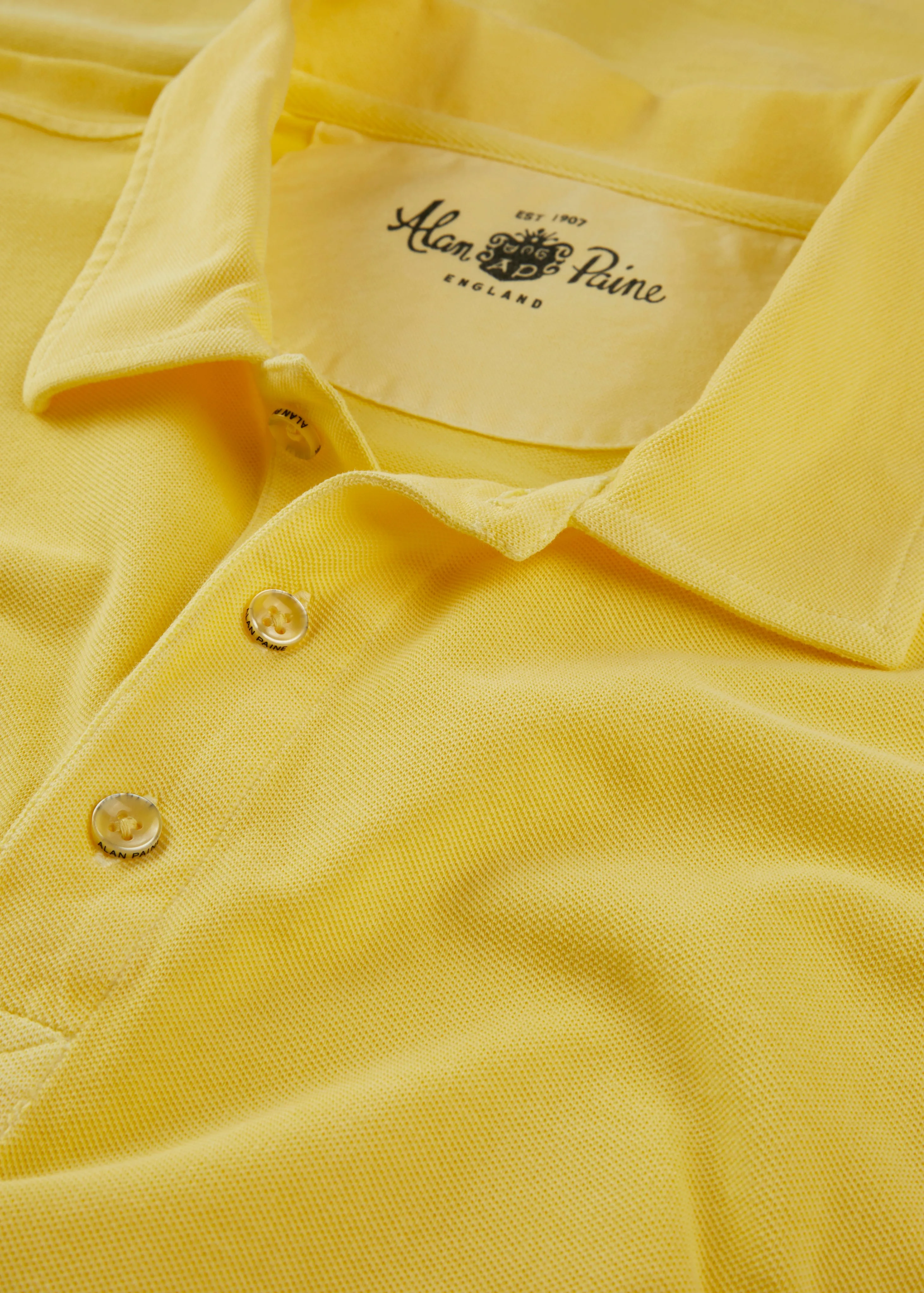 Weymouth Washed Effect Polo Shirt In Lemon sold by Alan Paine product image thumbnail 3