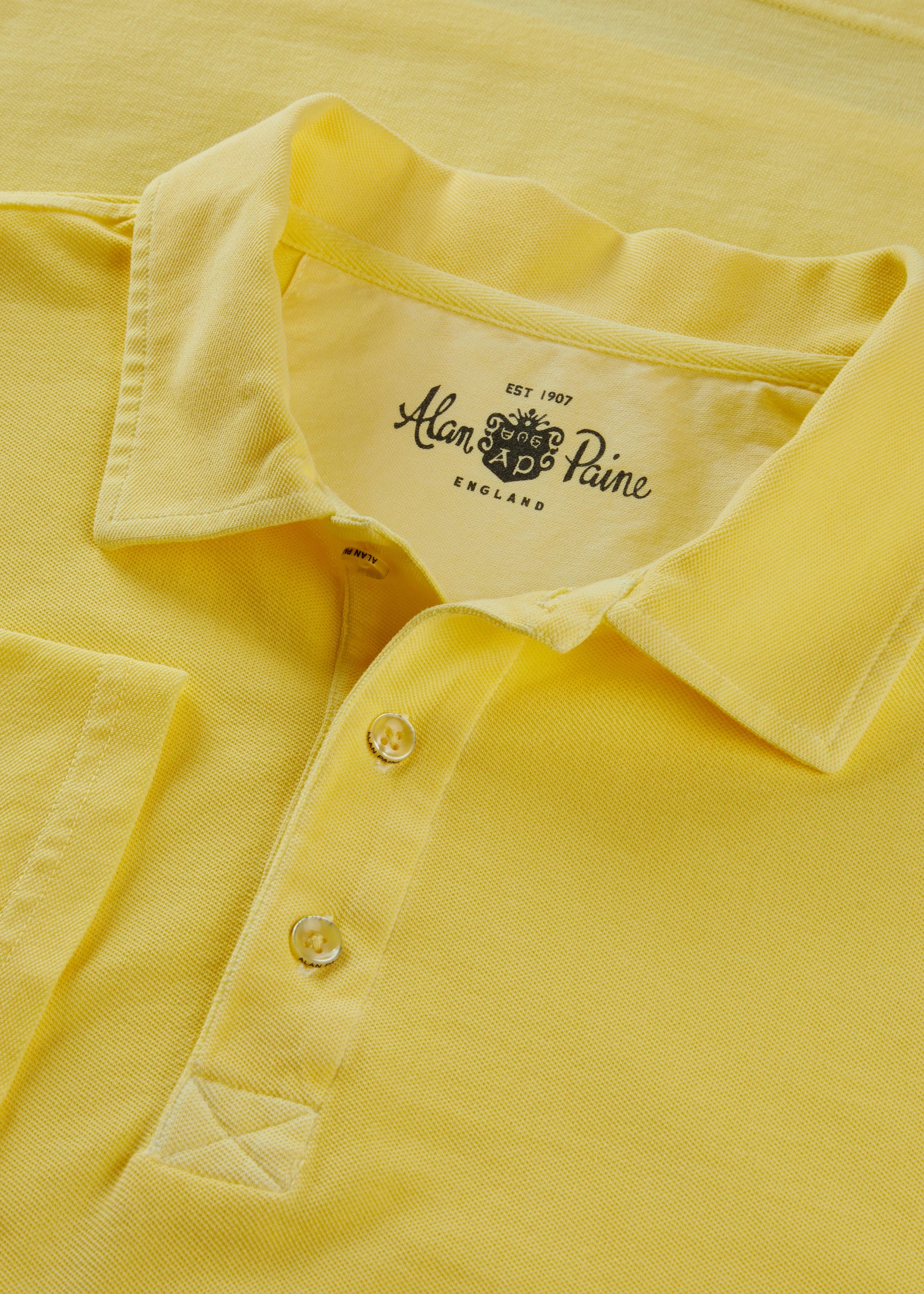 Weymouth Washed Effect Polo Shirt In Lemon sold by Alan Paine product image thumbnail 2