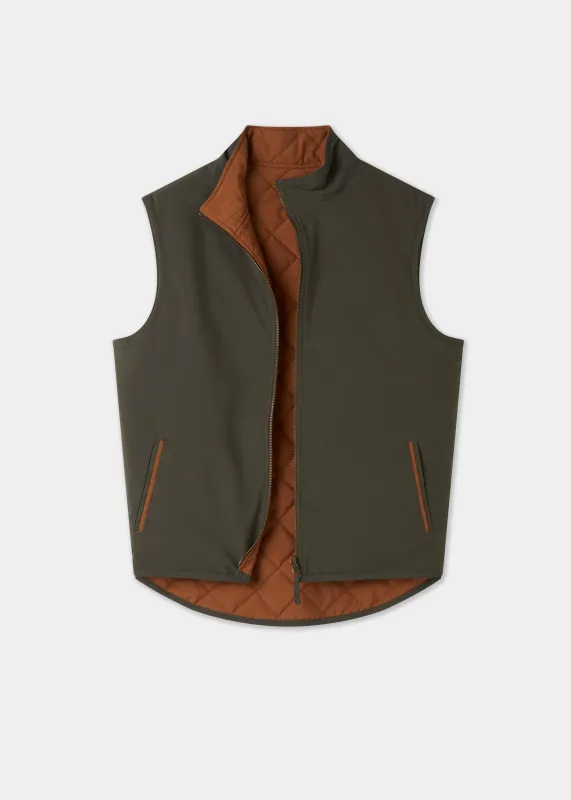 Swifthall Reversible City Gilet In Olive and Cider made by Alan Paine