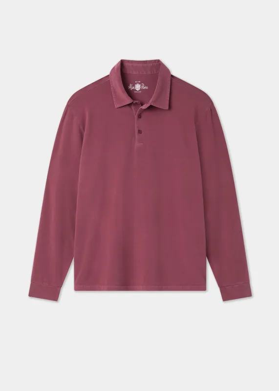 Storwood Long Sleeve Polo Shirt In Claret made by Alan Paine