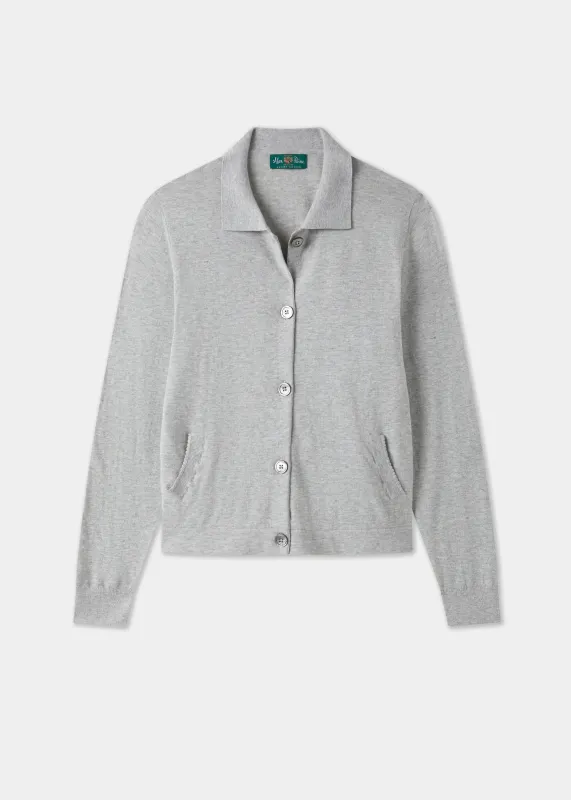 Rosa Ladies Cotton Cashmere Cardigan In Dove made by Alan Paine