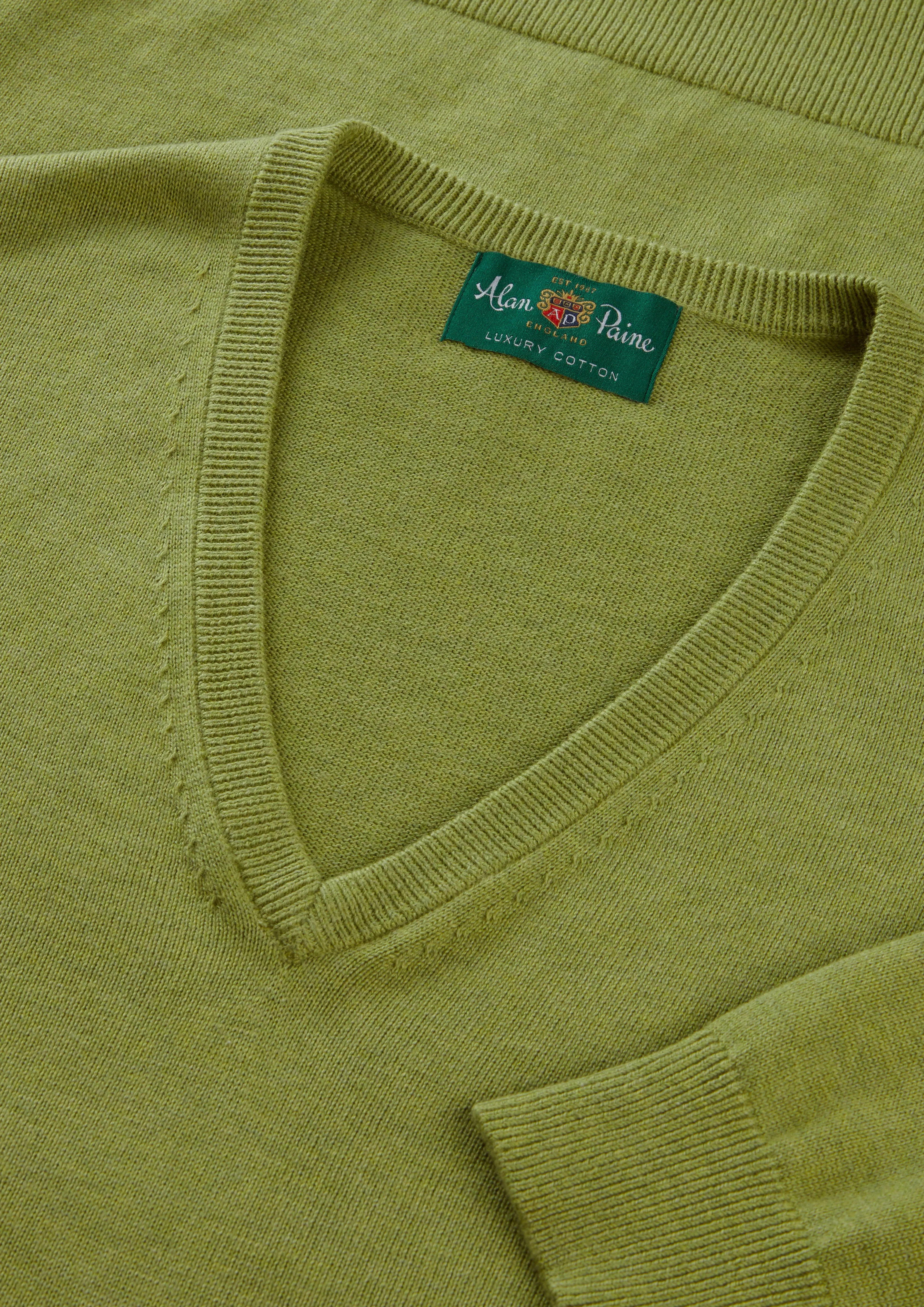 Rothwell Cotton Cashmere Jumper In Lichen sold by Alan Paine product image thumbnail 4