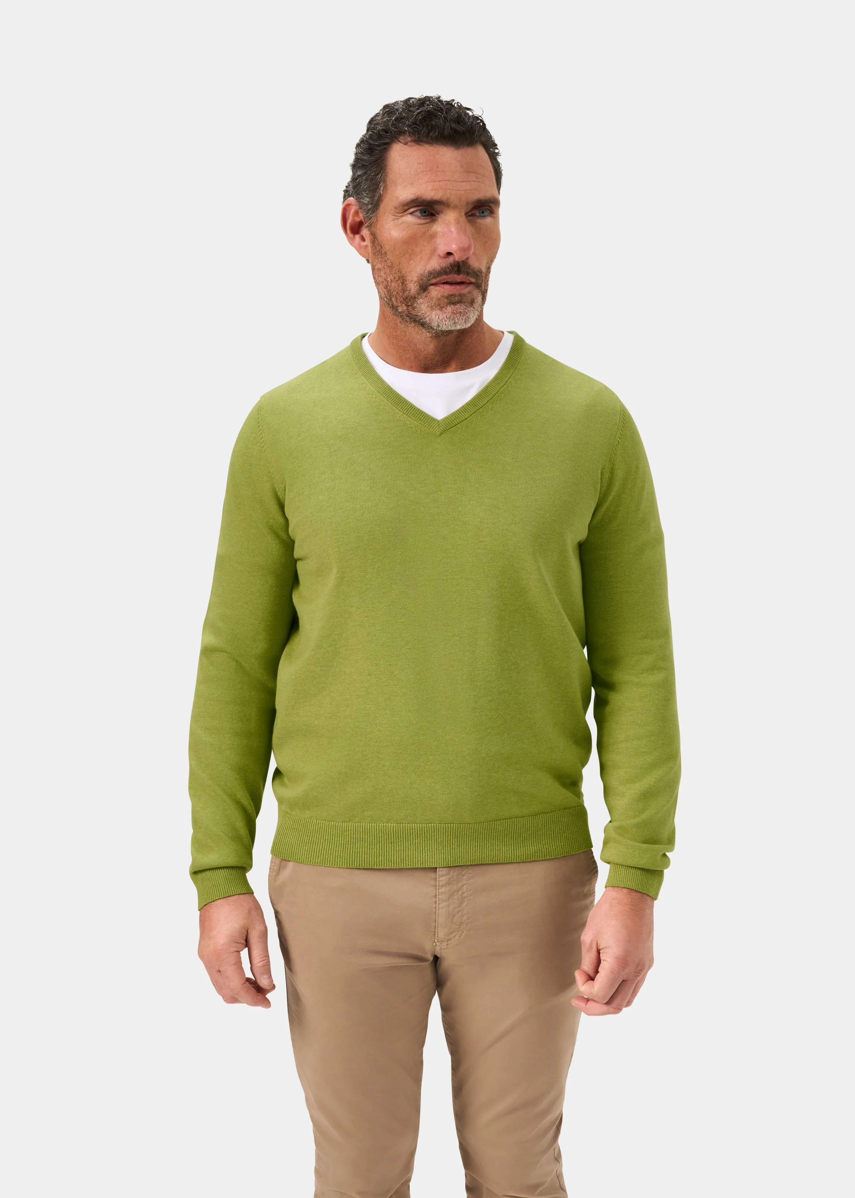 Rothwell Cotton Cashmere Jumper In Lichen sold by Alan Paine product image thumbnail 2