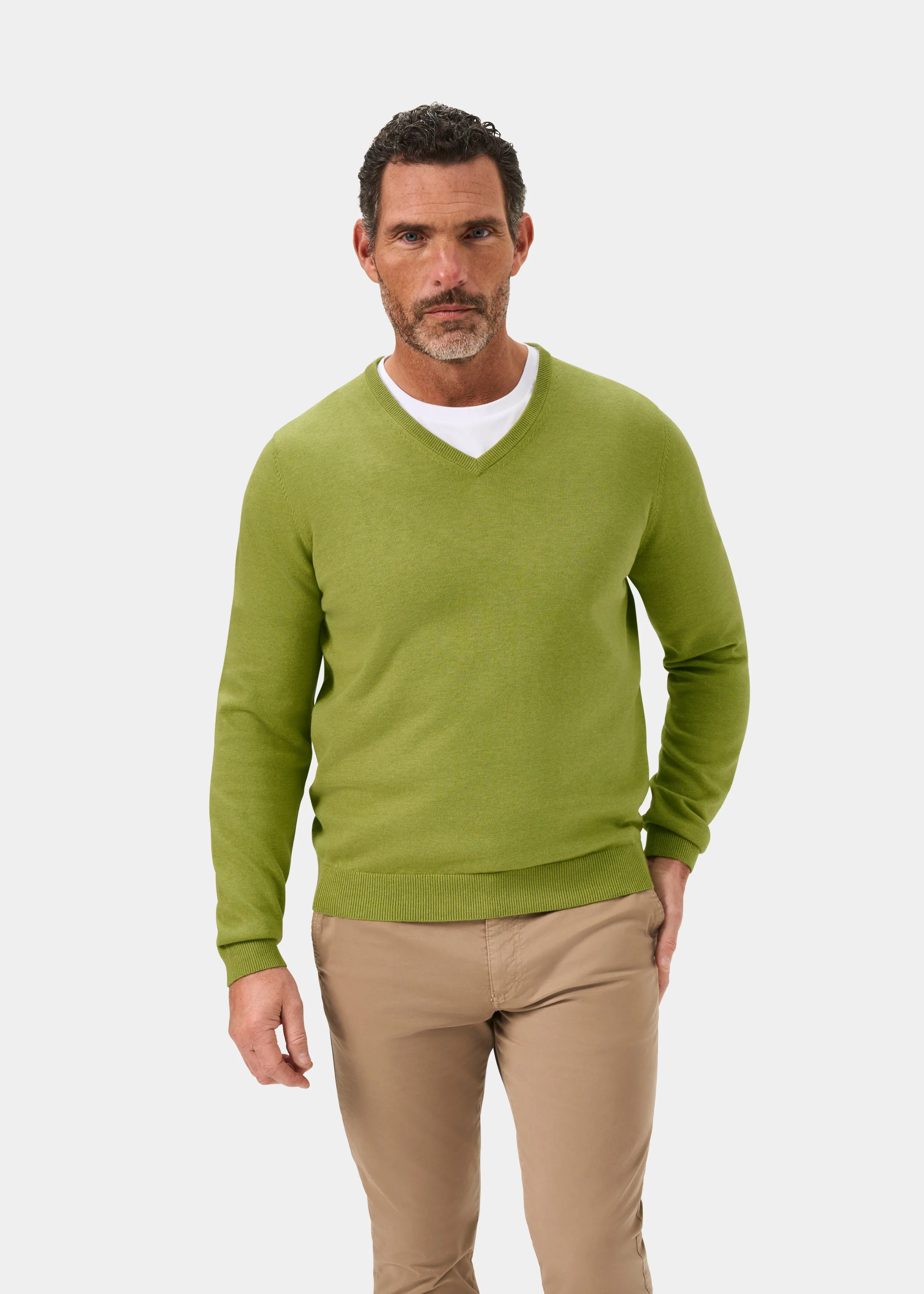 Rothwell Cotton Cashmere Jumper In Lichen sold by Alan Paine product image thumbnail 5