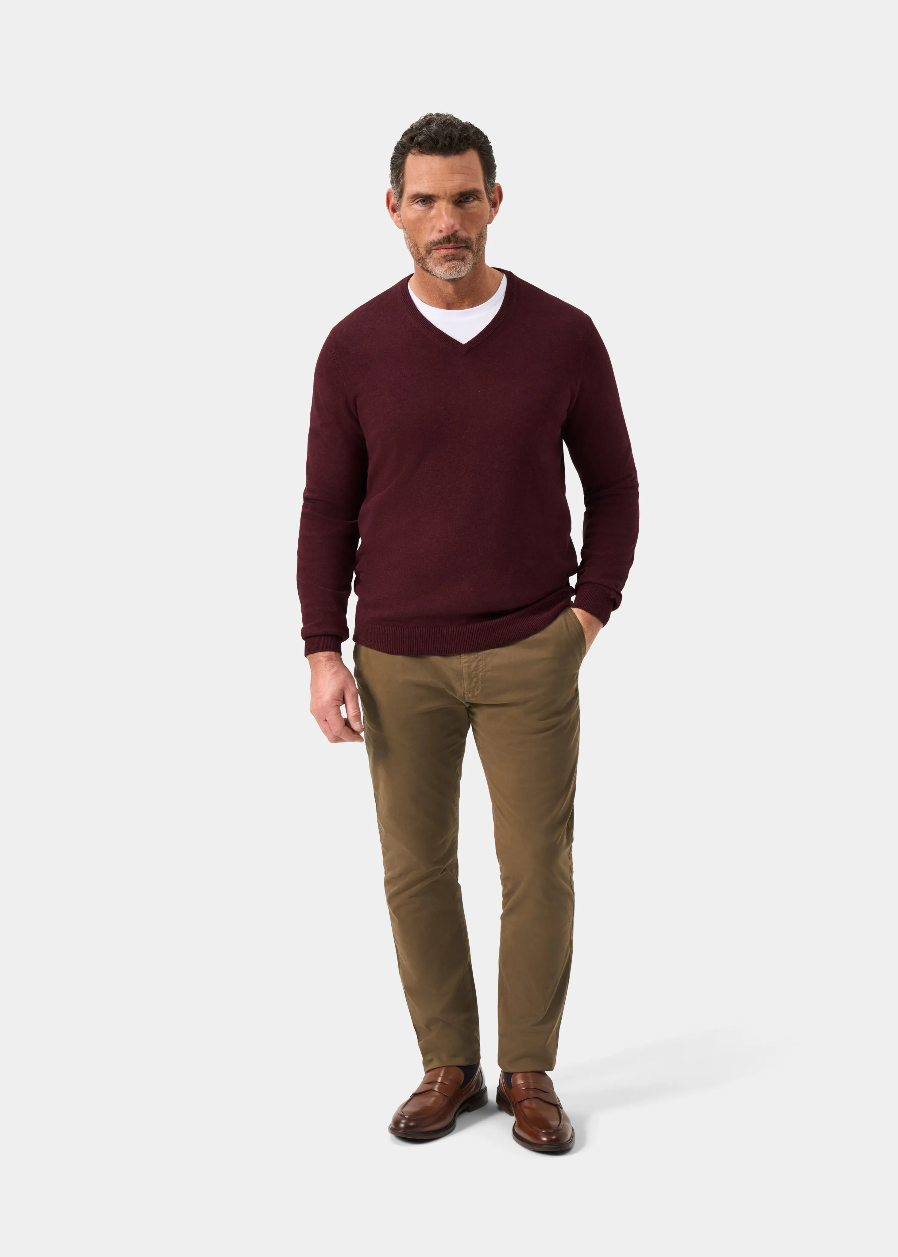 Rothwell Cotton Cashmere Jumper In Blackcurrant sold by Alan Paine product image thumbnail 3