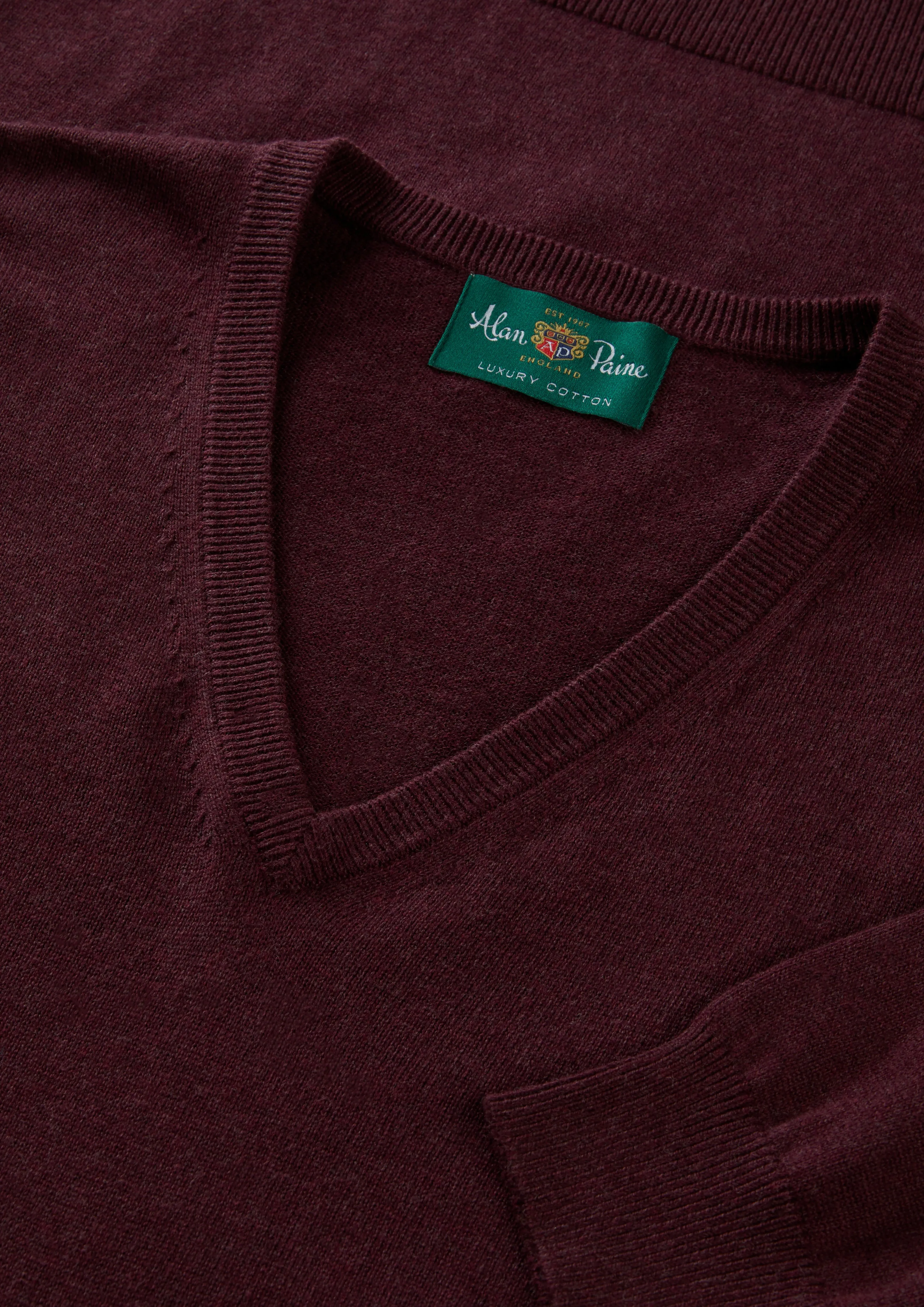 Rothwell Cotton Cashmere Jumper In Blackcurrant sold by Alan Paine product image thumbnail 4