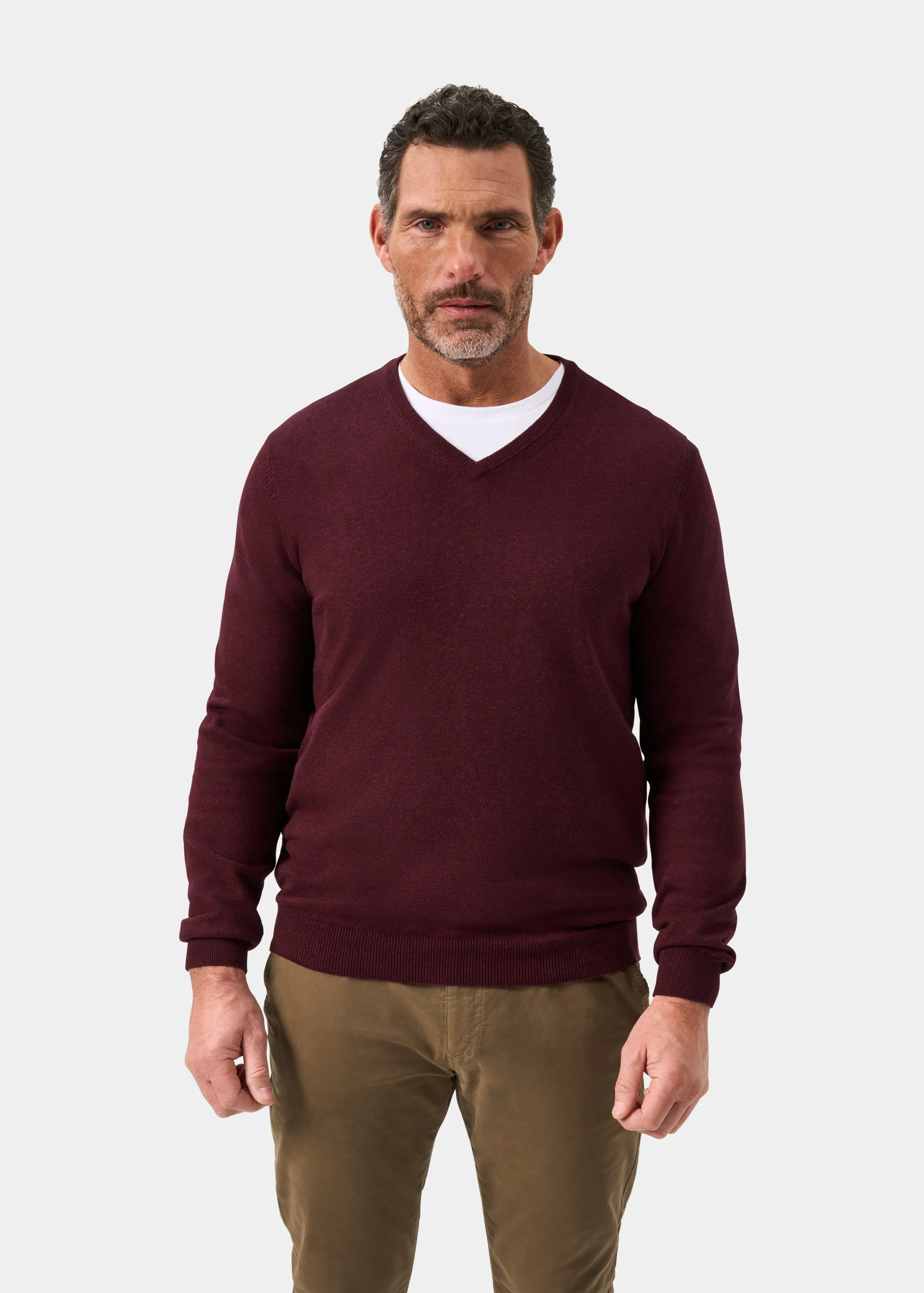 Rothwell Cotton Cashmere Jumper In Blackcurrant sold by Alan Paine product image thumbnail 2