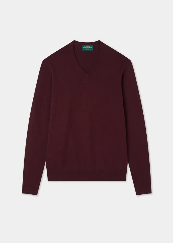 Rothwell Cotton Cashmere Jumper In Blackcurrant sold by Alan Paine