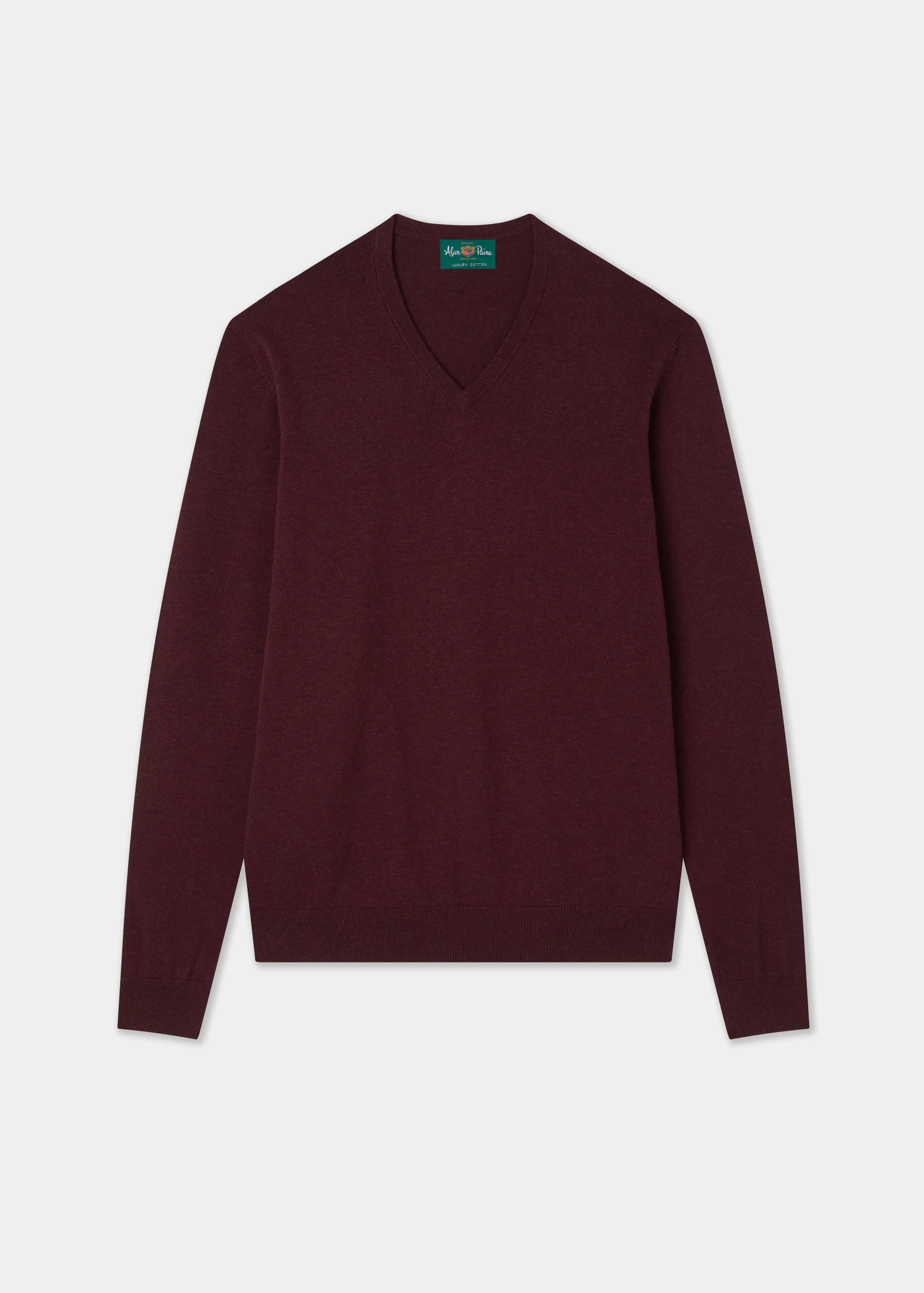 Rothwell Cotton Cashmere Jumper In Blackcurrant sold by Alan Paine