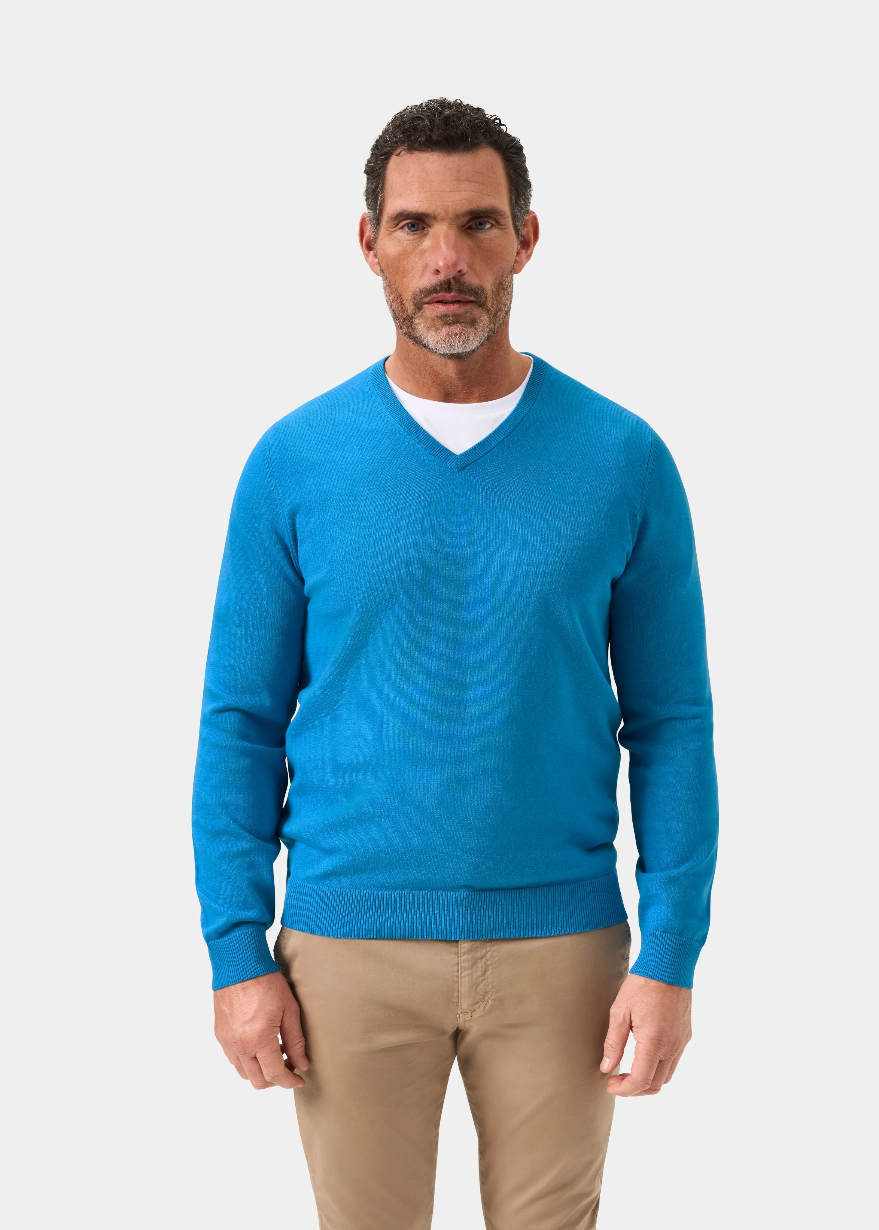 Rothwell Cotton Cashmere Jumper In Blue Lagoon sold by Alan Paine product image thumbnail 2