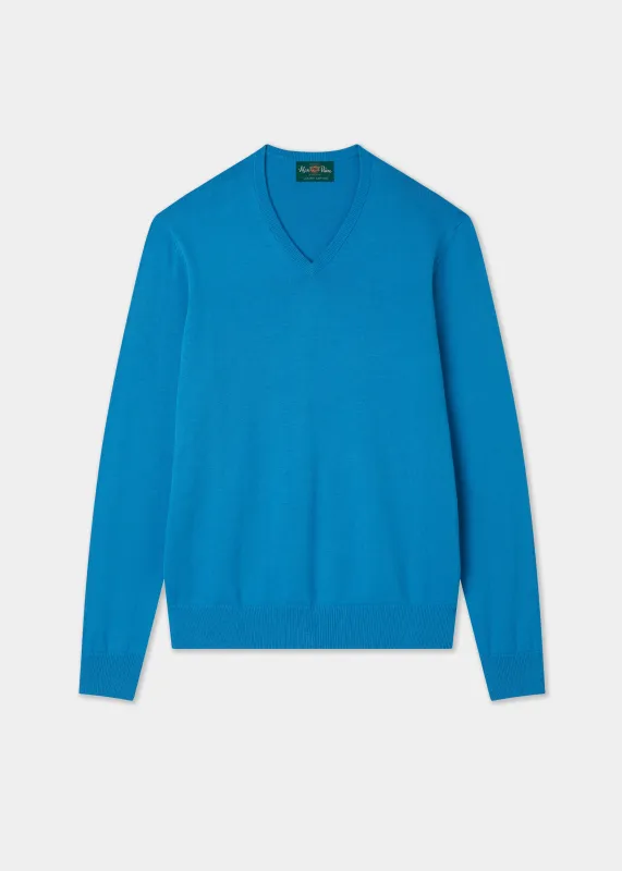Rothwell Cotton Cashmere Jumper In Blue Lagoon sold by Alan Paine