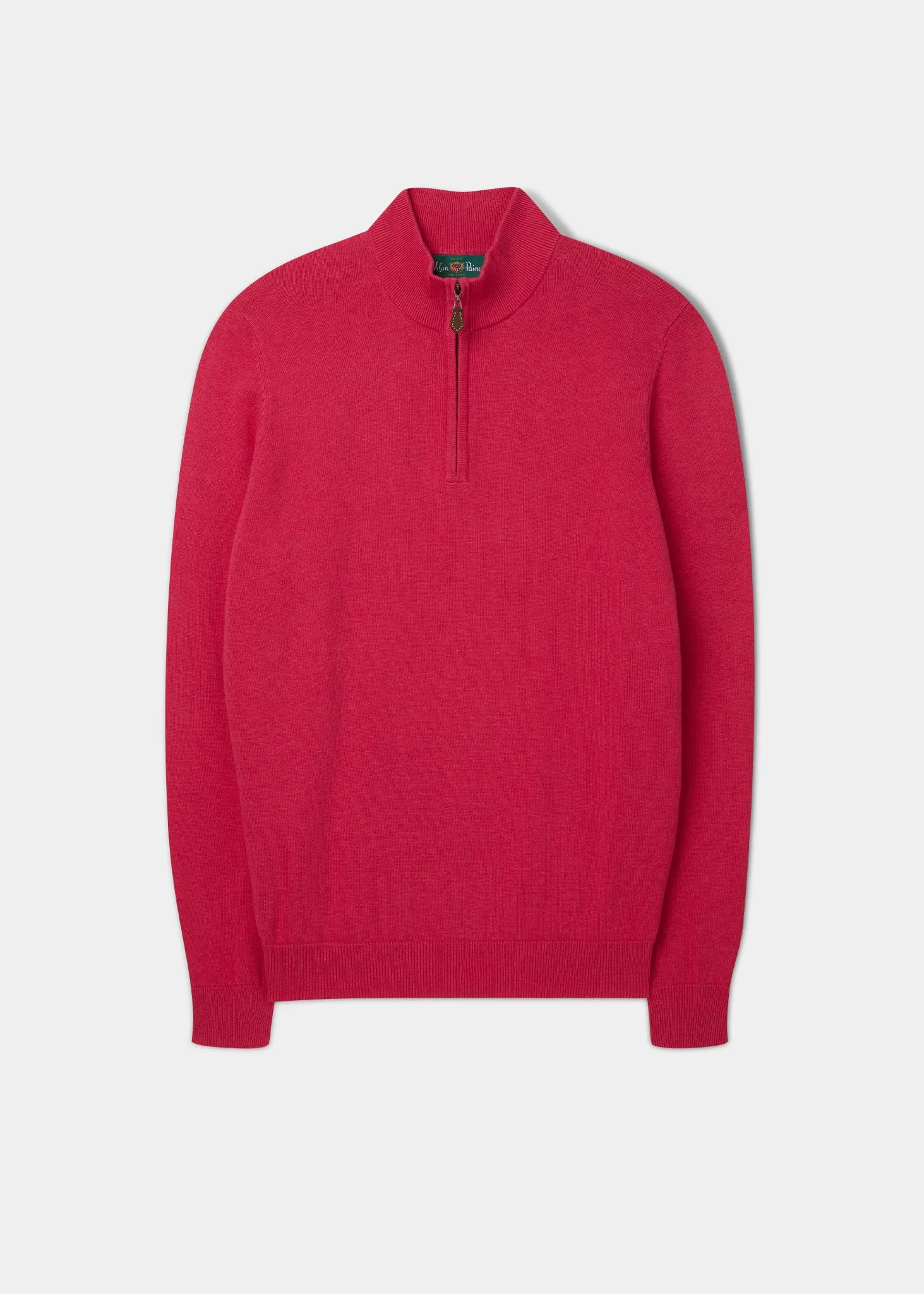 Selhurst Cotton Cashmere 1/4 Zip Jumper In Raspberry sold by Alan Paine