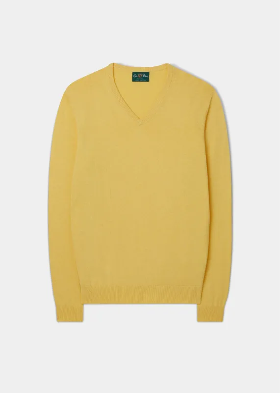Rothwell Cotton Cashmere Jumper In Lemon sold by Alan Paine