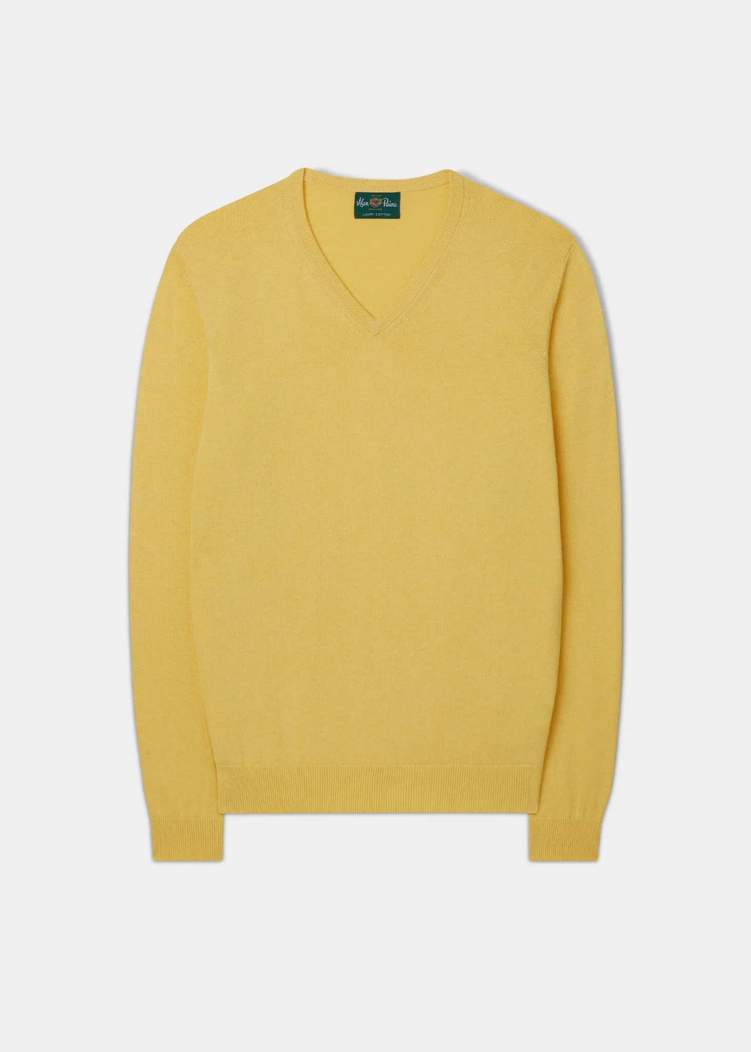 Rothwell Cotton Cashmere Jumper In Lemon sold by Alan Paine