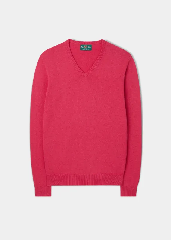 Rothwell Cotton Cashmere Jumper In Raspberry sold by Alan Paine