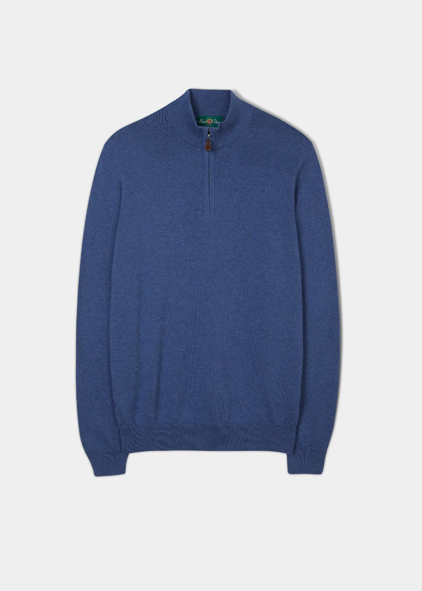 Selhurst Cotton Cashmere 1/4 Zip Jumper In Indigo sold by Alan Paine
