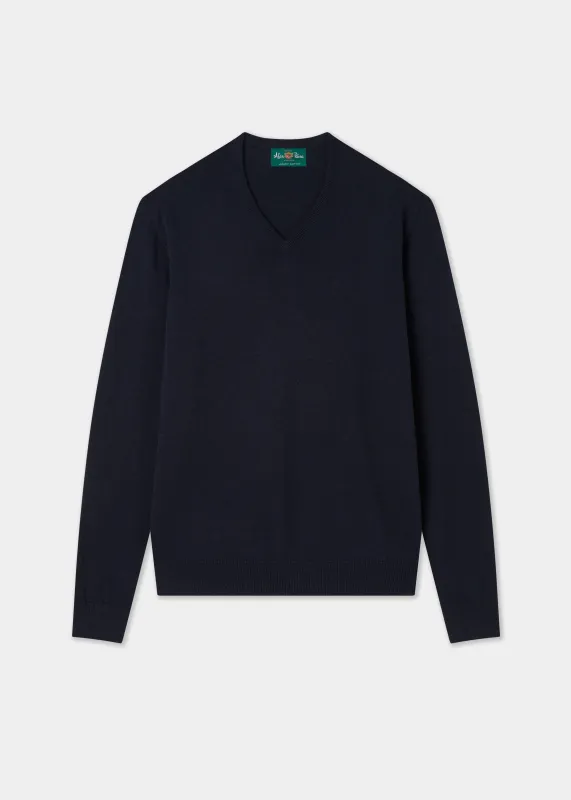 Rothwell Cotton Cashmere Jumper In Dark Navy sold by Alan Paine
