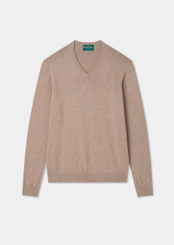 Rothwell Cotton Cashmere Jumper In Coffee sold by Alan Paine