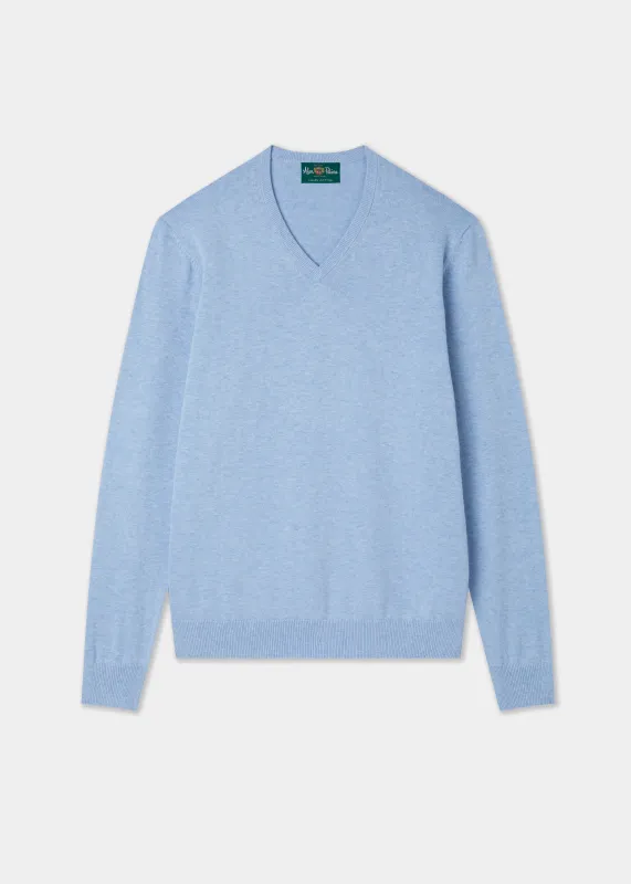 Rothwell Cotton Cashmere Jumper In Steel Blue sold by Alan Paine