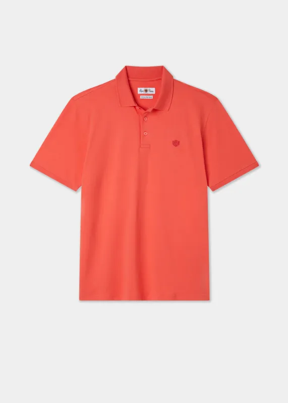 Fritton Pique Polo Shirt In Coral made by Alan Paine