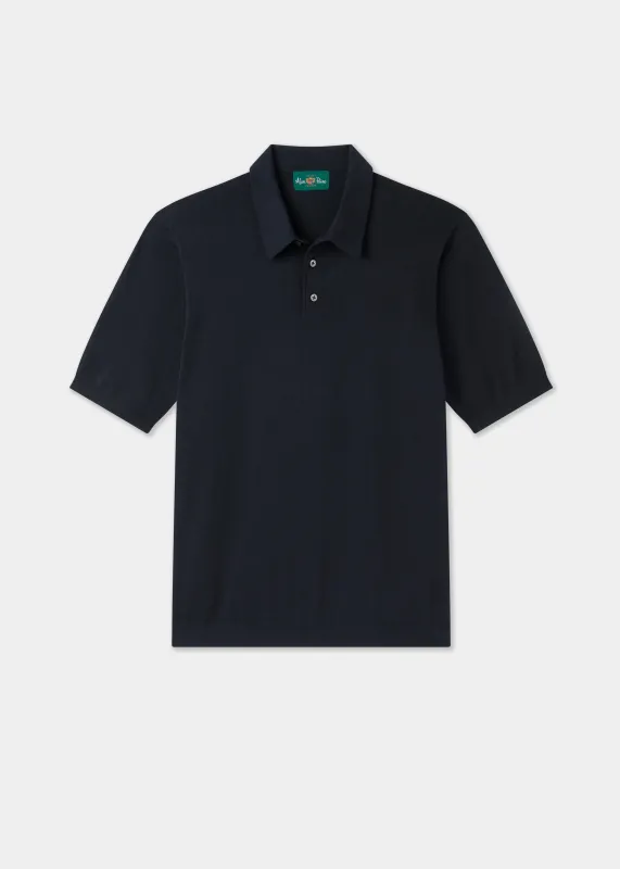 Paignton Cotton Polo Shirt In Dark Navy made by Alan Paine