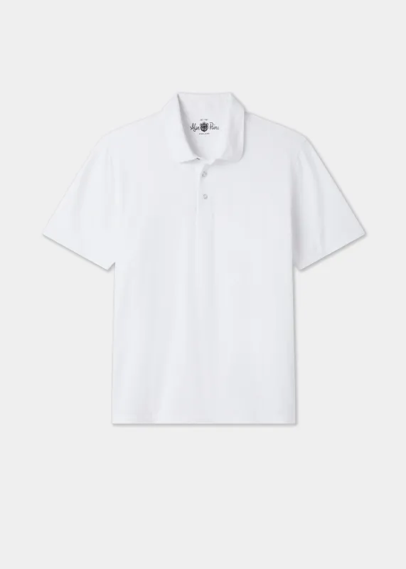 Tutbury Faded Dye Polo Shirt In White made by Alan Paine