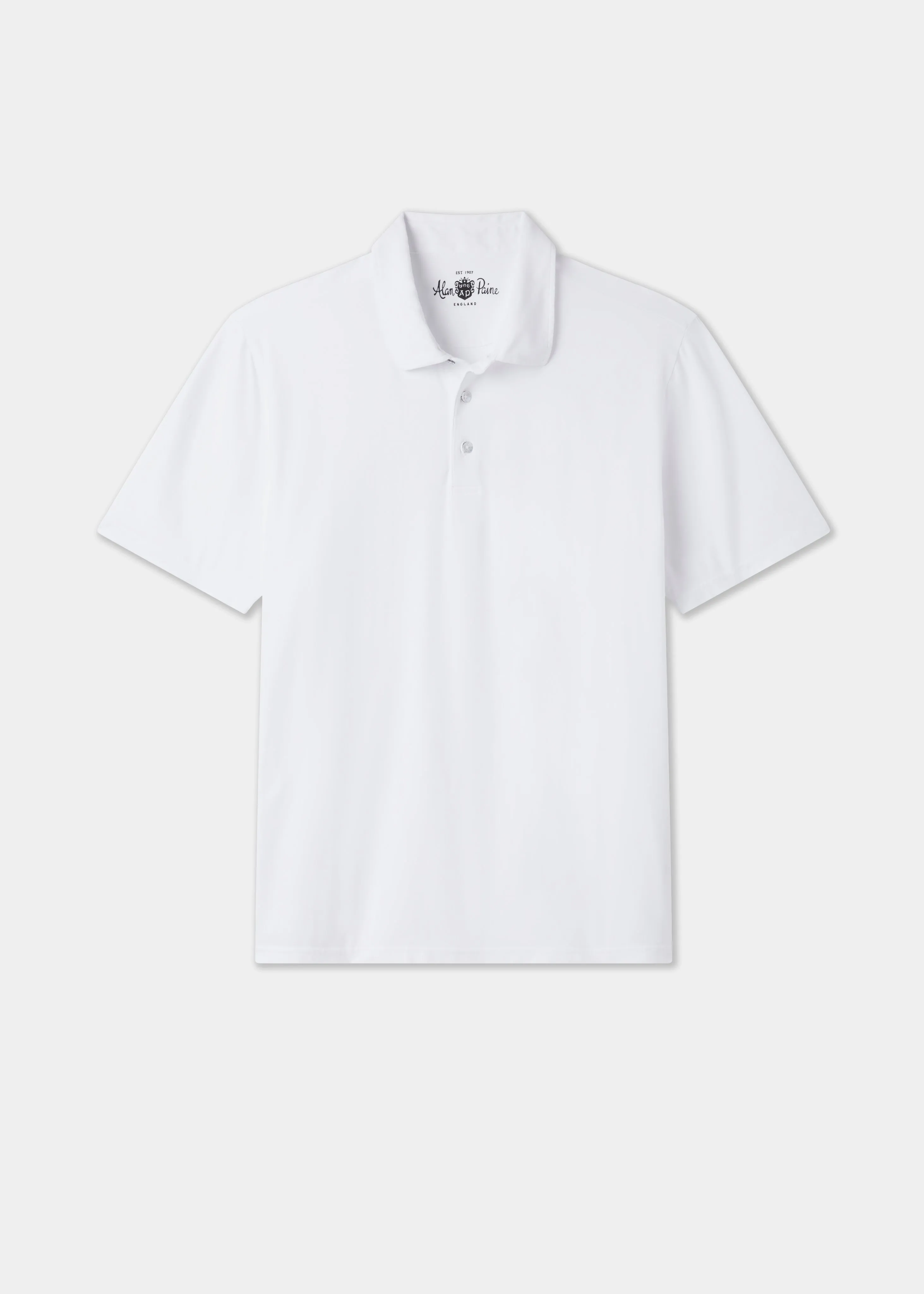 Tutbury Faded Dye Polo Shirt In White sold by Alan Paine