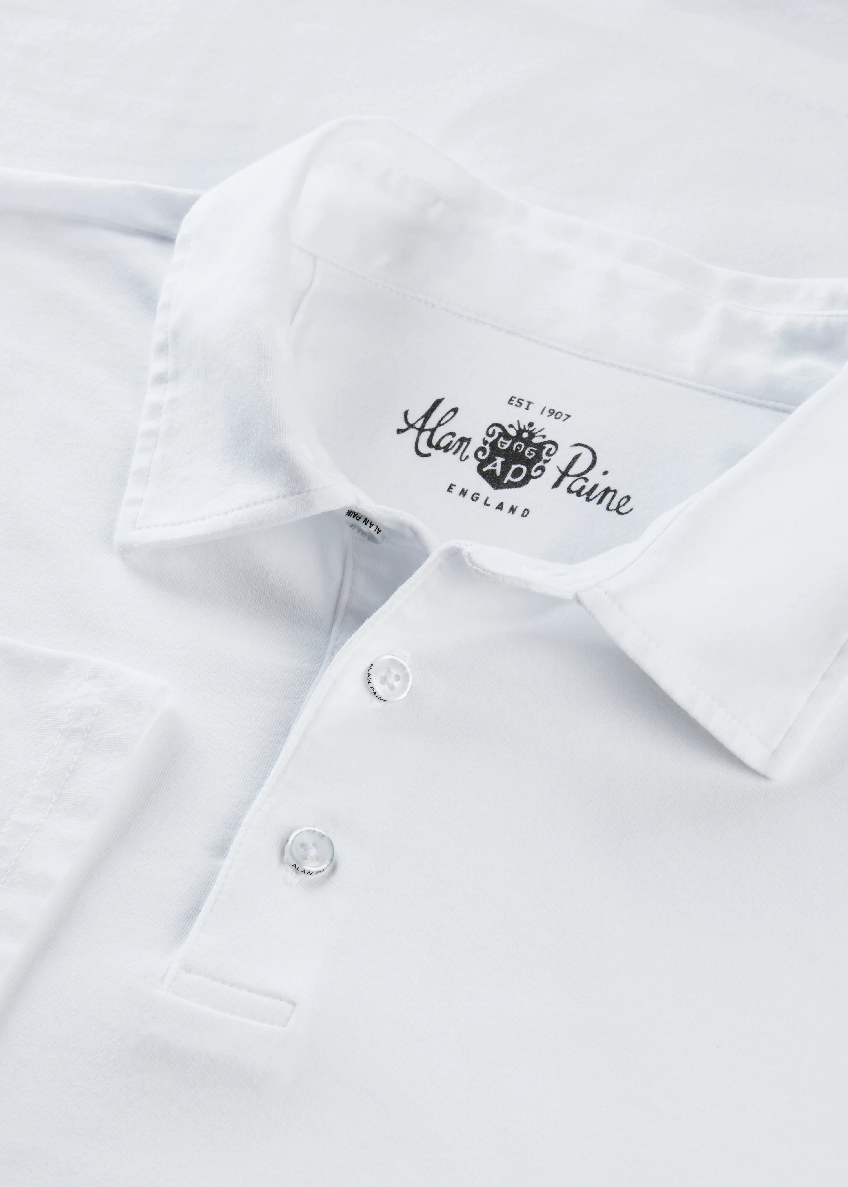 Tutbury Faded Dye Polo Shirt In White sold by Alan Paine product image thumbnail 2