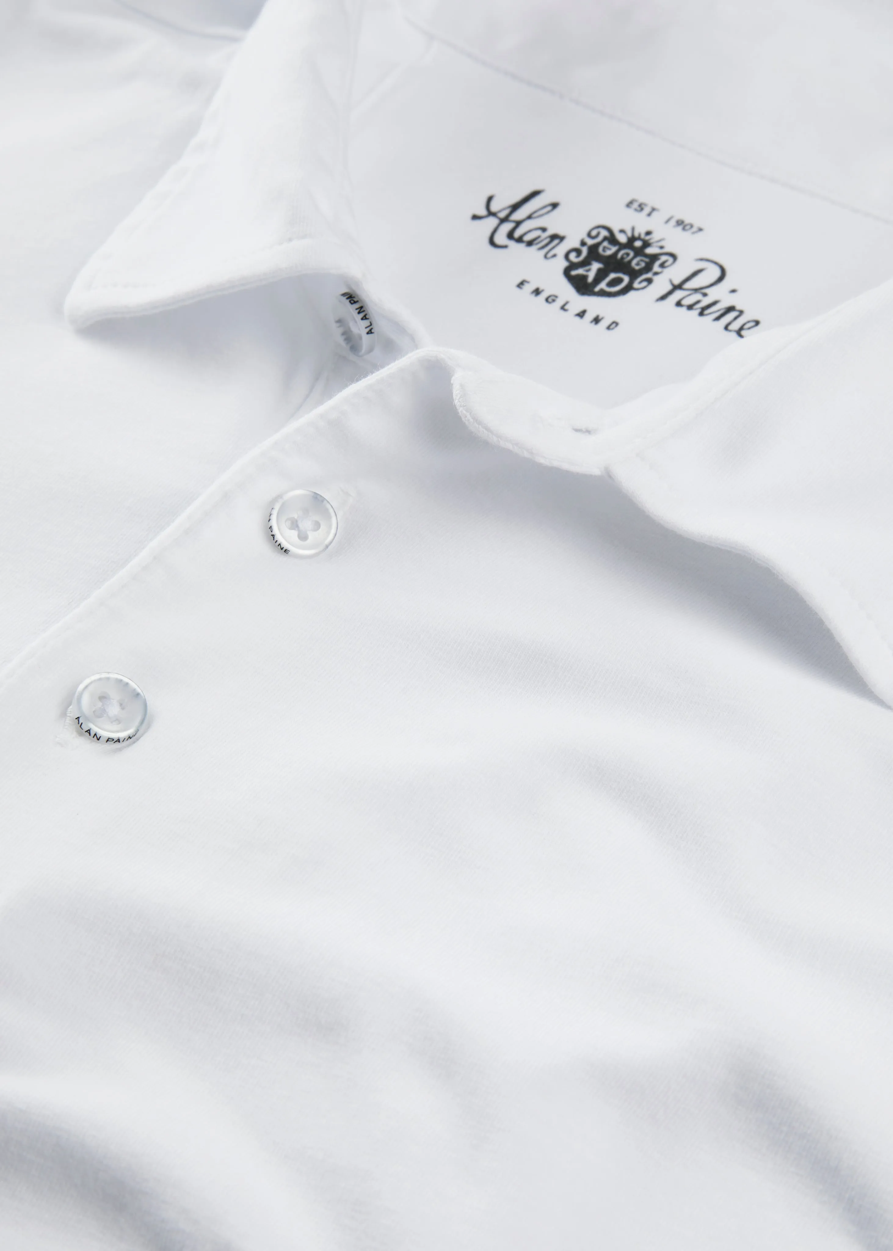Tutbury Faded Dye Polo Shirt In White sold by Alan Paine product image thumbnail 3