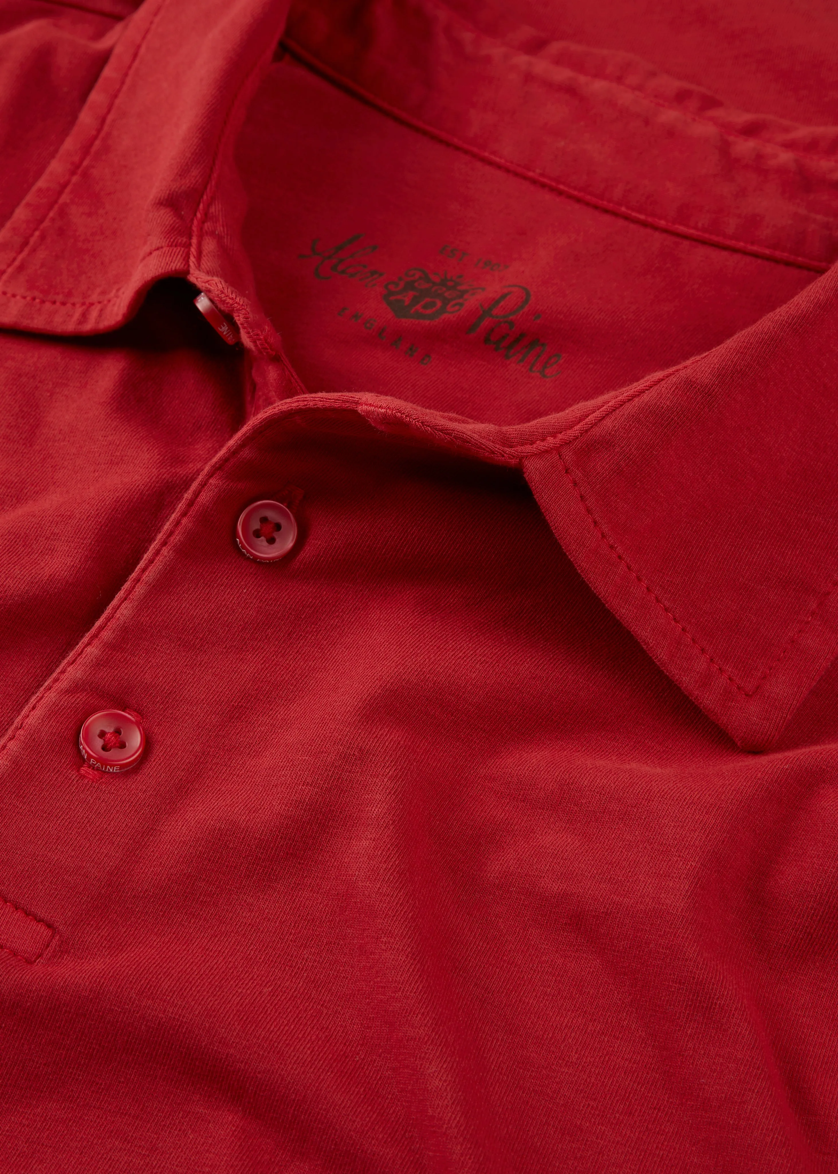 Tutbury Faded Dye Polo Shirt In Rosso sold by Alan Paine product image thumbnail 3