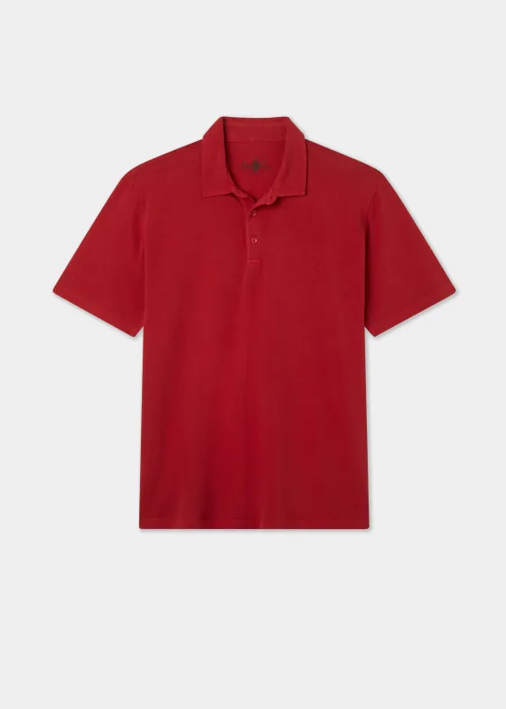 Tutbury Faded Dye Polo Shirt In Rosso made by Alan Paine