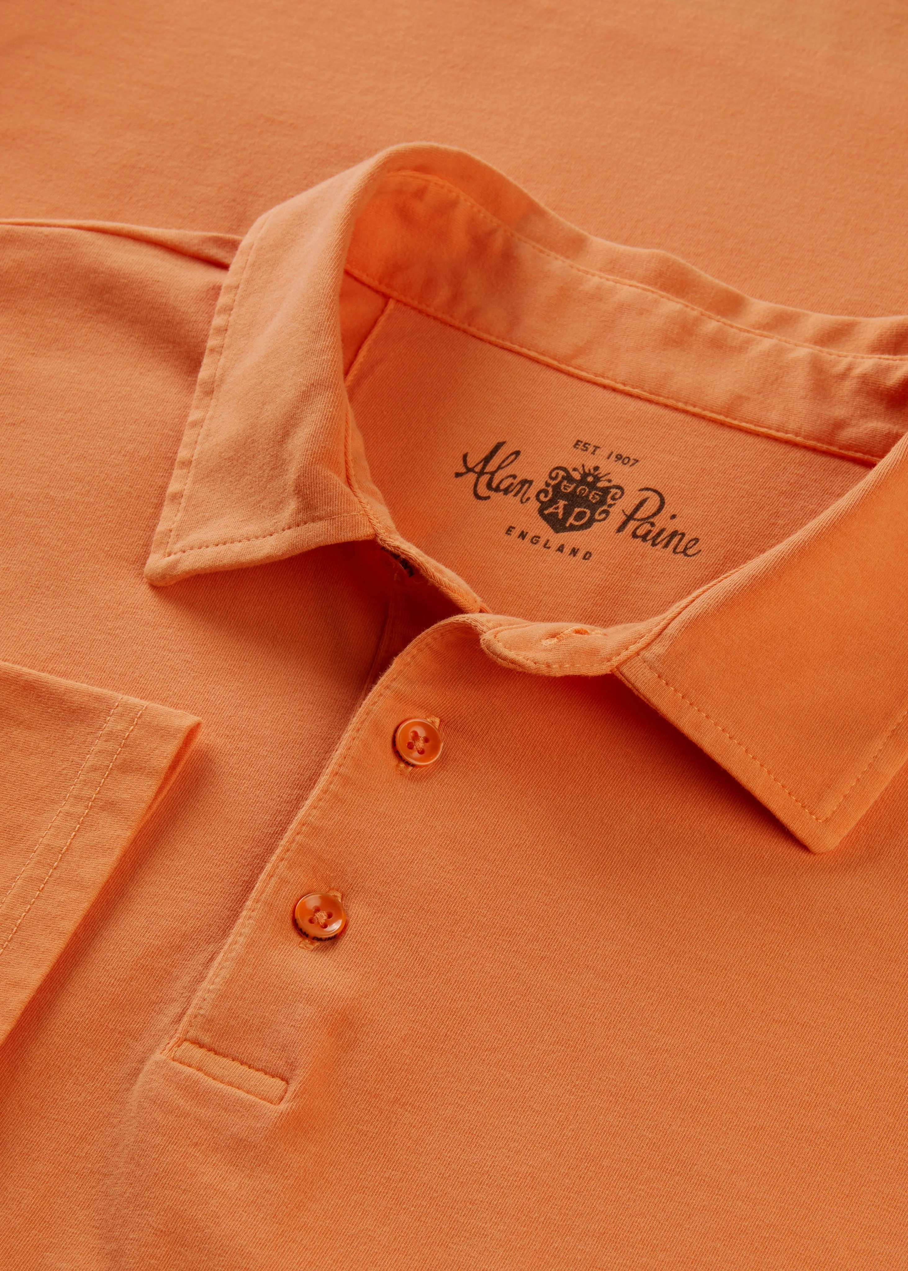 Tutbury Faded Dye Polo Shirt In Orange sold by Alan Paine product image thumbnail 2