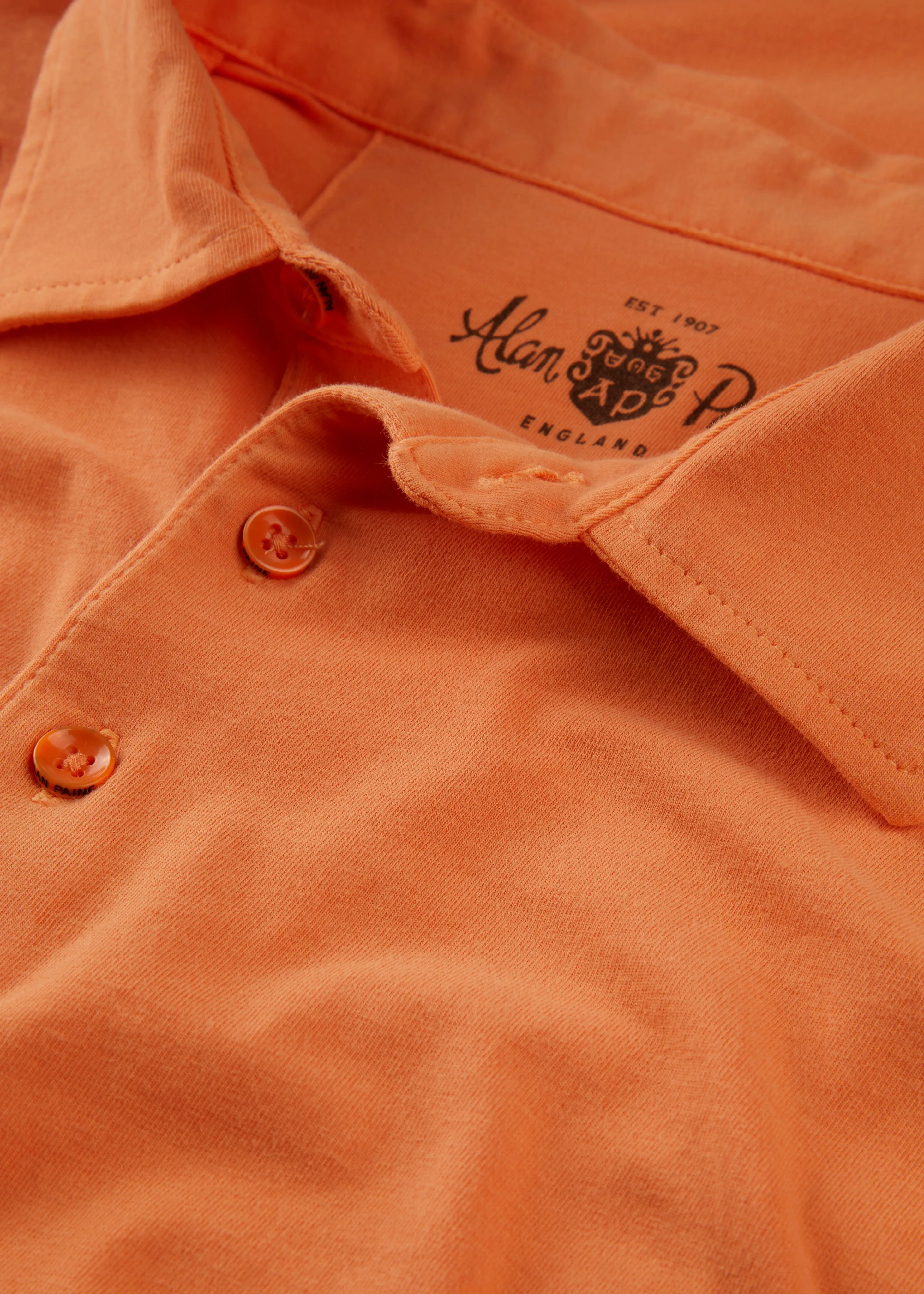 Tutbury Faded Dye Polo Shirt In Orange sold by Alan Paine product image thumbnail 3