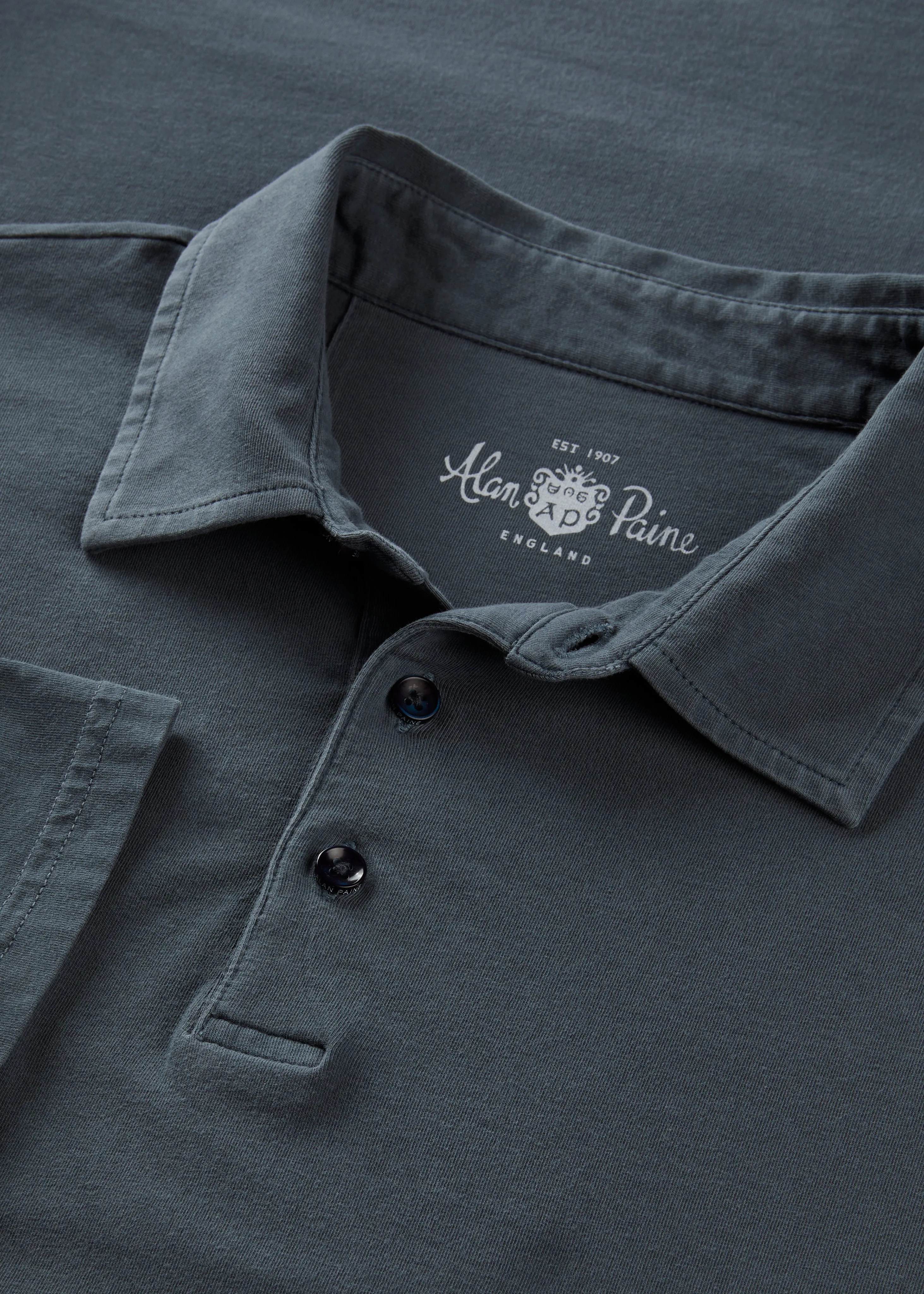 Tutbury Faded Dye Polo Shirt In Navy sold by Alan Paine product image thumbnail 2