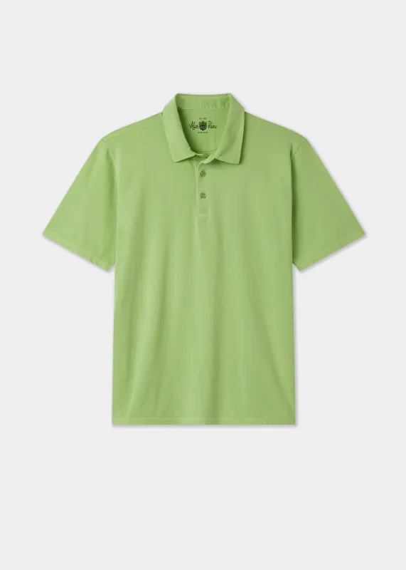 Tutbury Faded Dye Polo Shirt In Lime Green made by Alan Paine