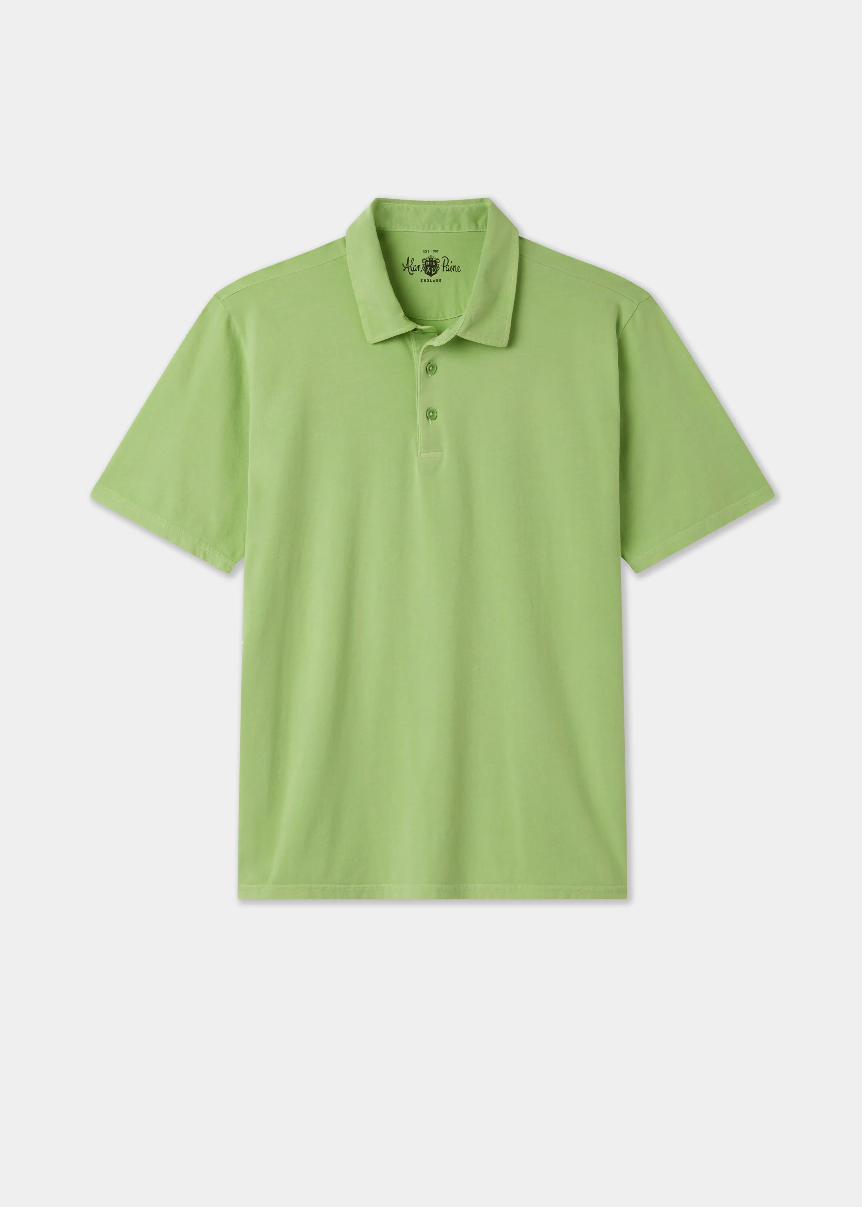 Tutbury Faded Dye Polo Shirt In Lime Green sold by Alan Paine