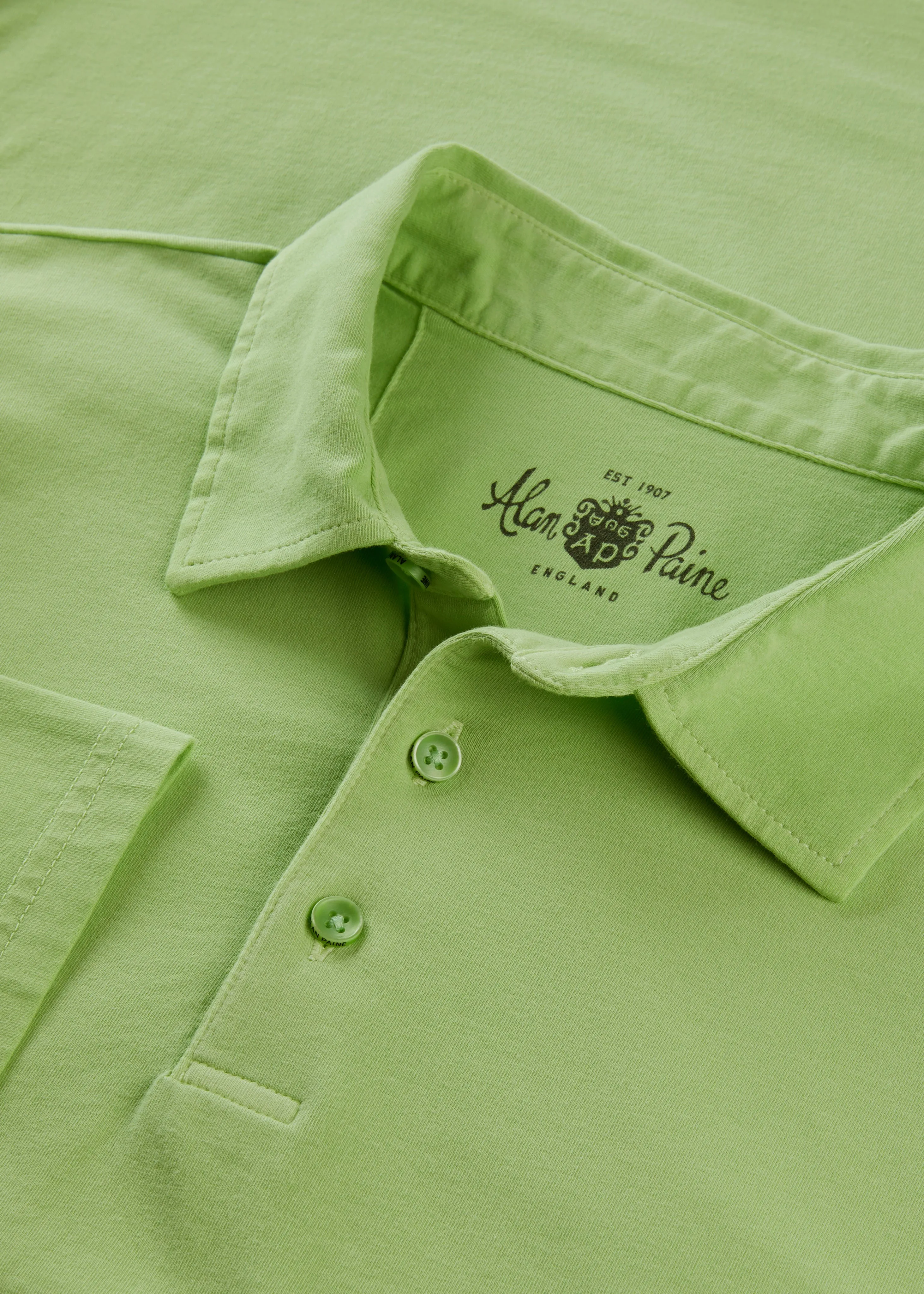 Tutbury Faded Dye Polo Shirt In Lime Green sold by Alan Paine product image thumbnail 2