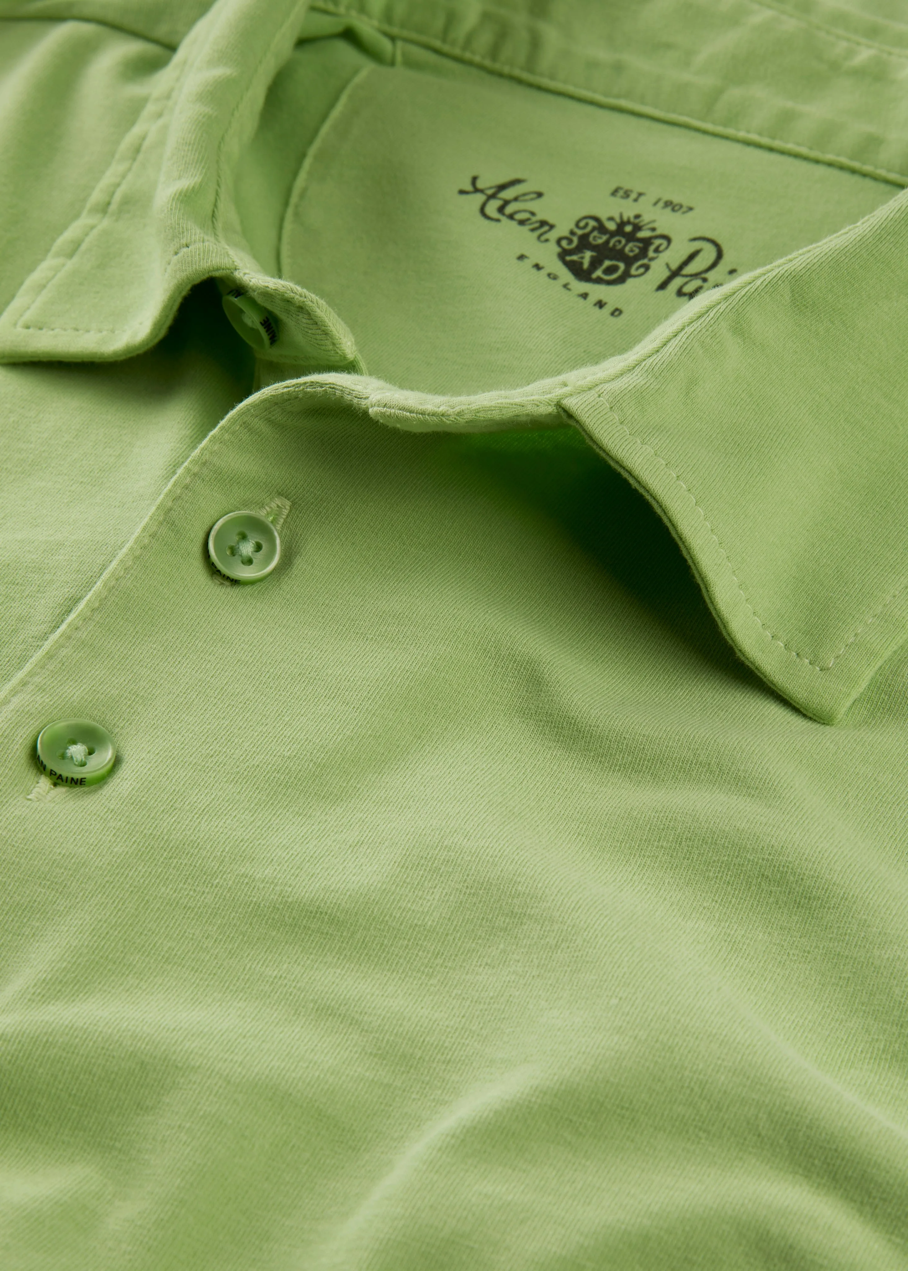 Tutbury Faded Dye Polo Shirt In Lime Green sold by Alan Paine product image thumbnail 3