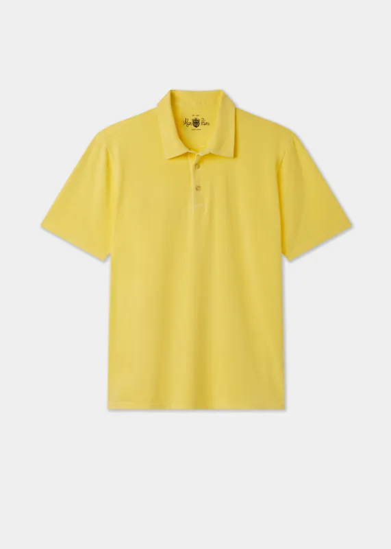 Tutbury Faded Dye Polo Shirt In Lemon made by Alan Paine