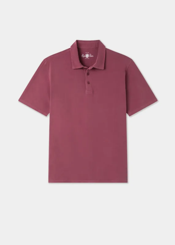 Tutbury Faded Dye Polo Shirt In Claret made by Alan Paine