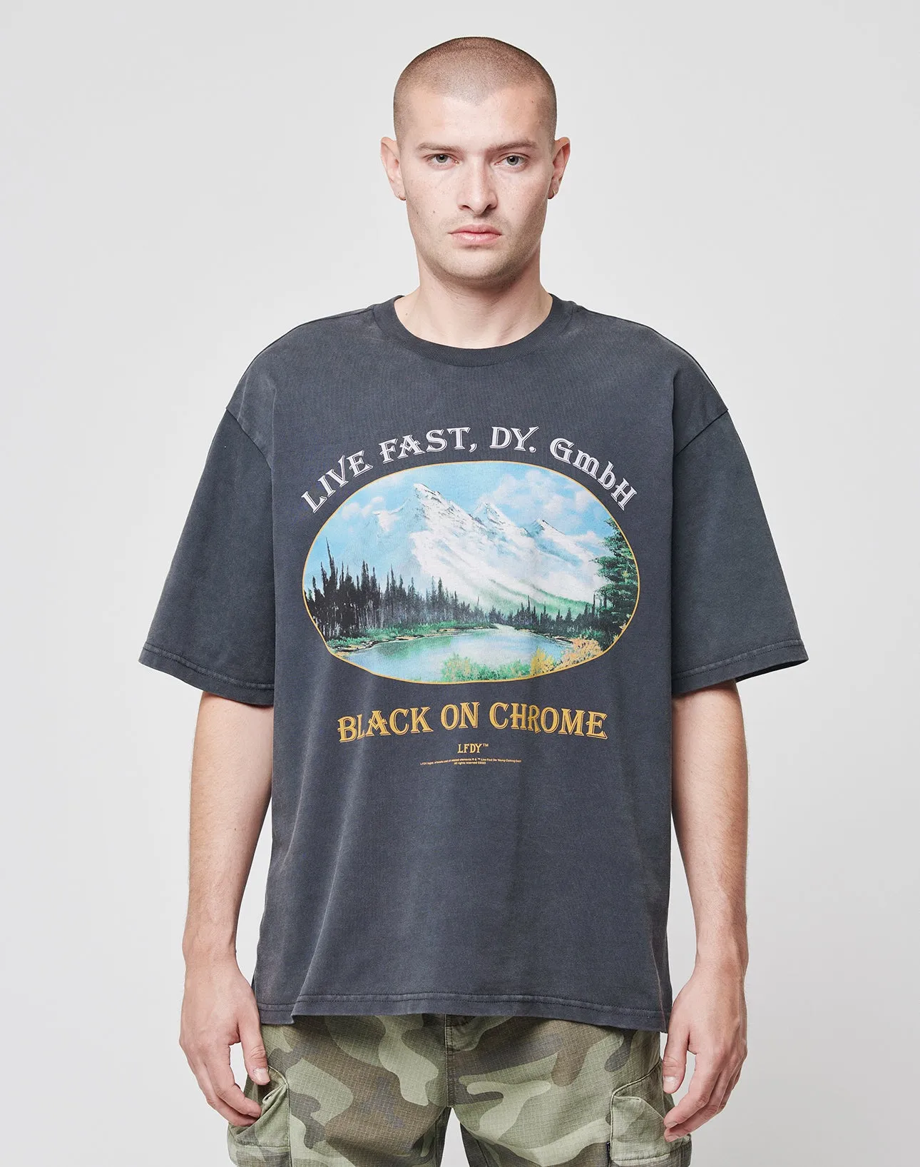 Black Chrome Tee sold by Live Fast Die Young