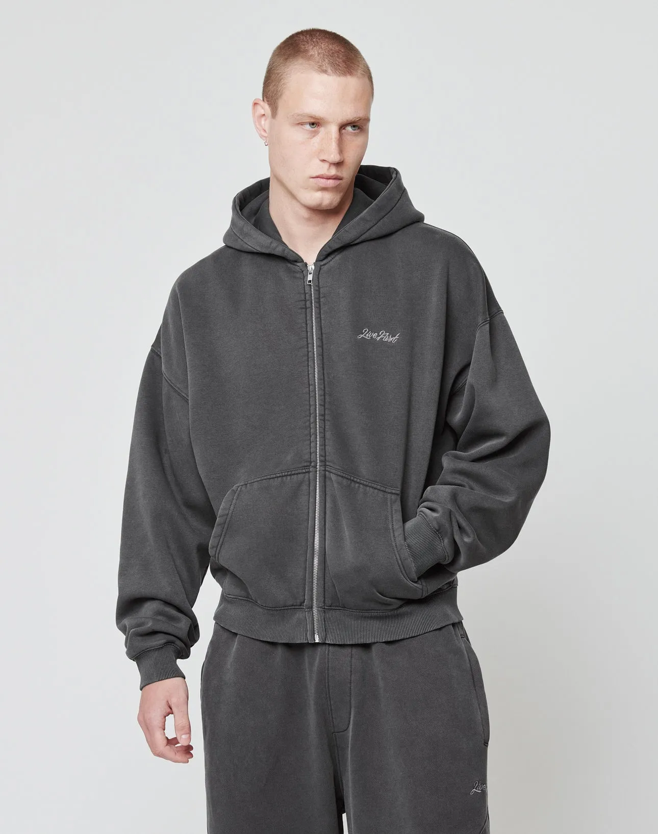 Basic Script Hooded Zip sold by Live Fast Die Young product image thumbnail 5