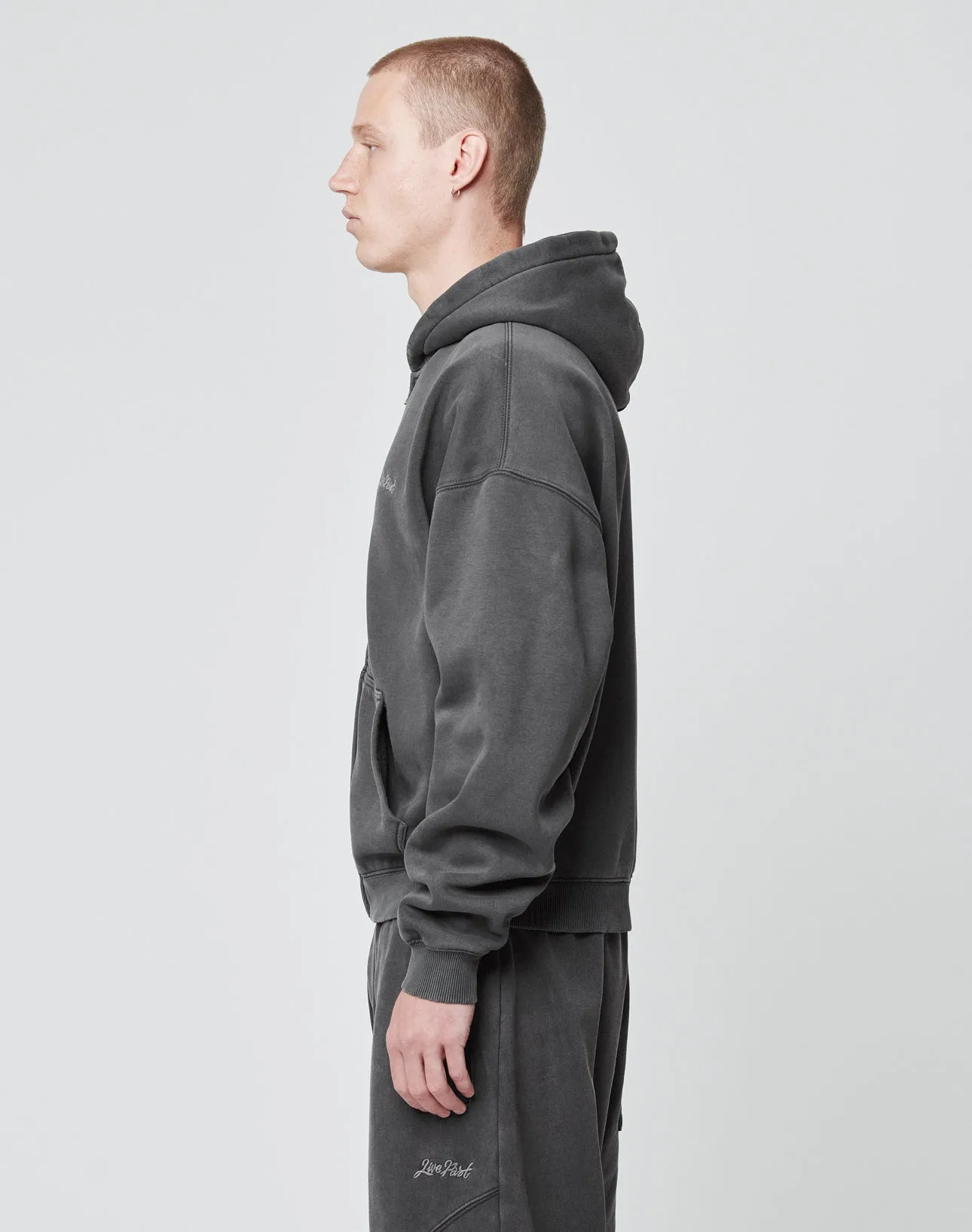 Basic Script Hooded Zip sold by Live Fast Die Young product image thumbnail 3