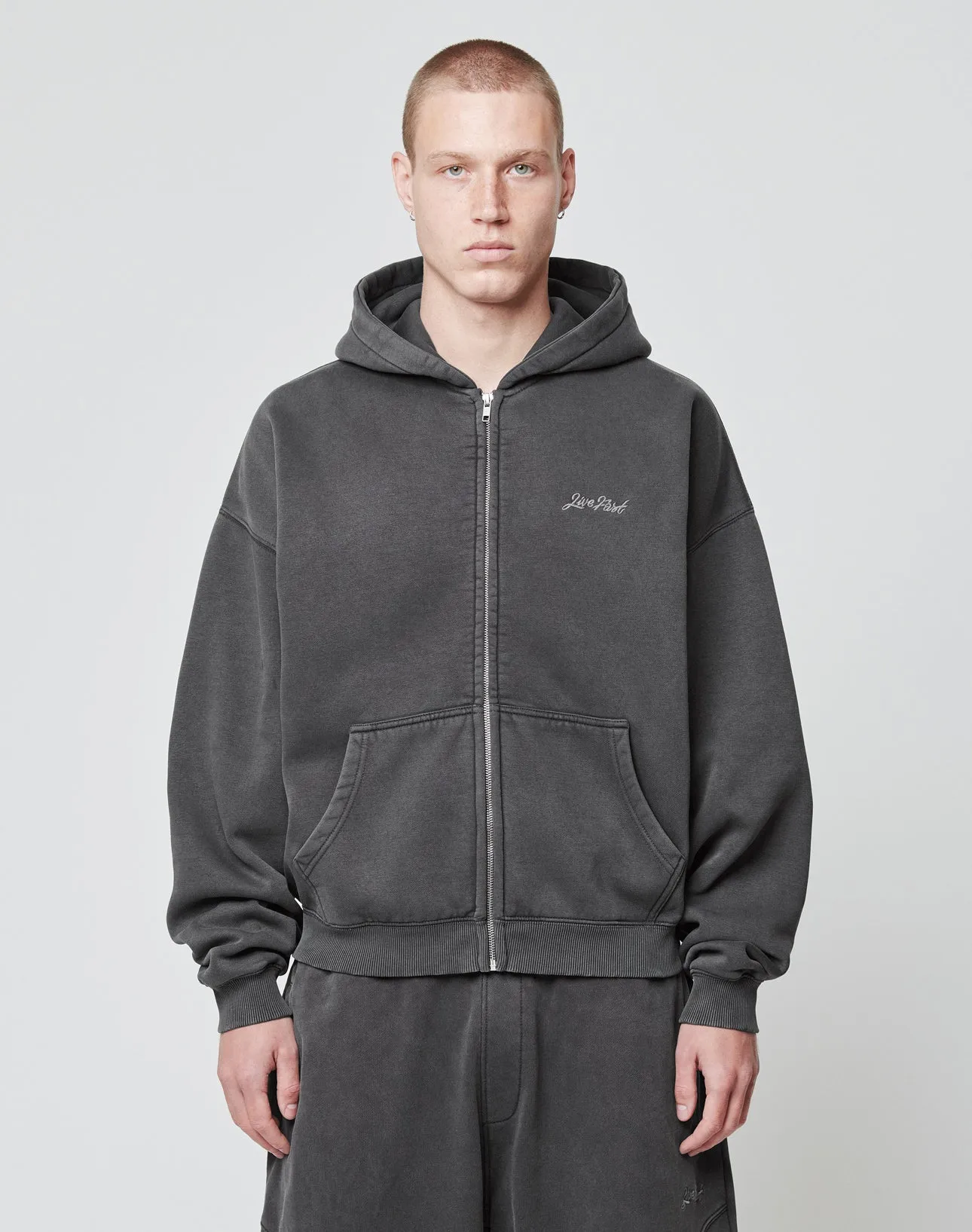 Basic Script Hooded Zip sold by Live Fast Die Young