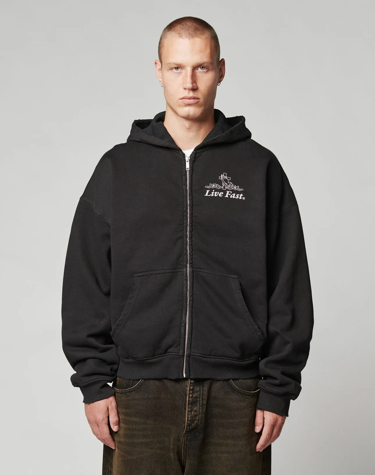 LFDY Praying Hooded Zip sold by Live Fast Die Young product image thumbnail 2