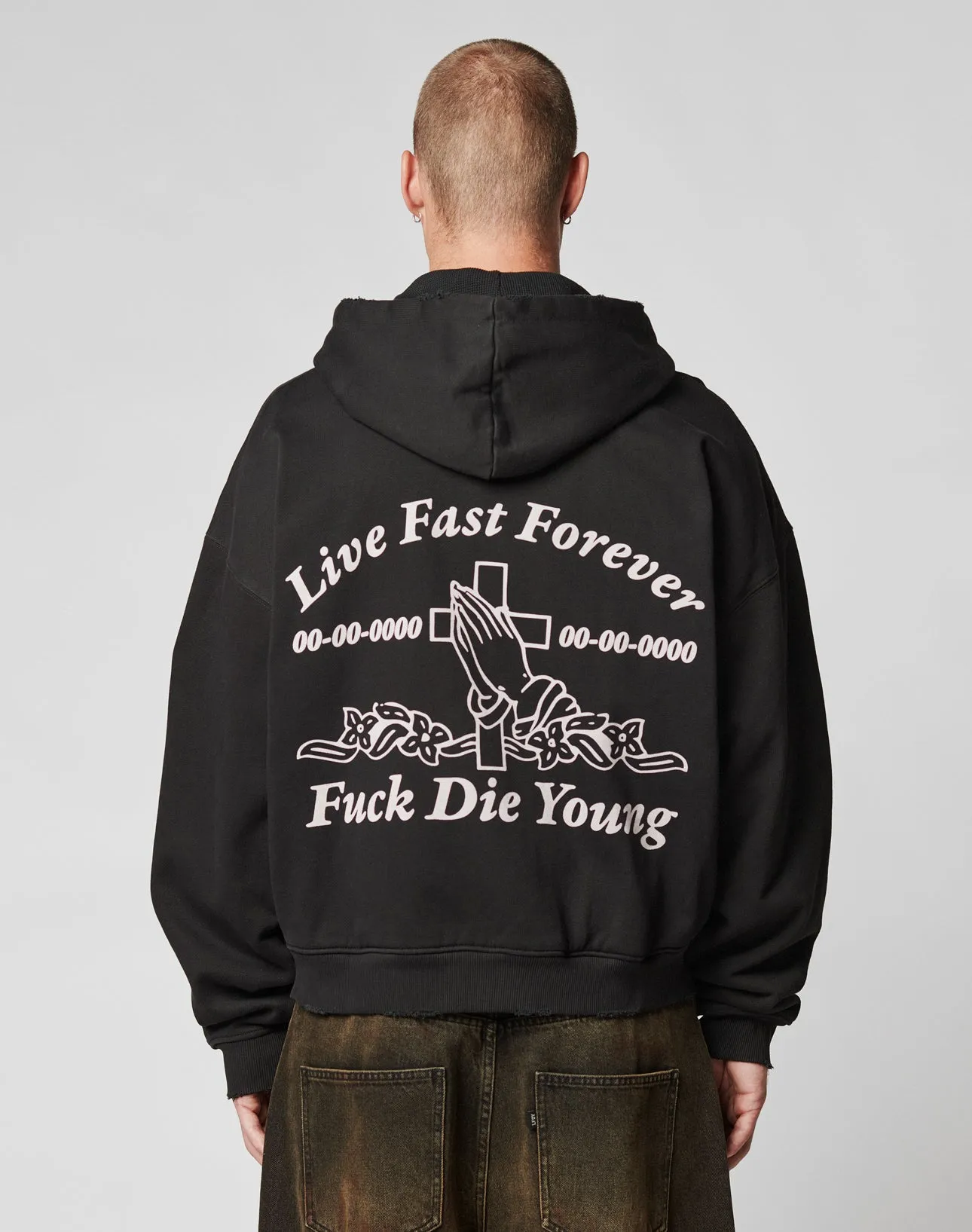 LFDY Praying Hooded Zip sold by Live Fast Die Young