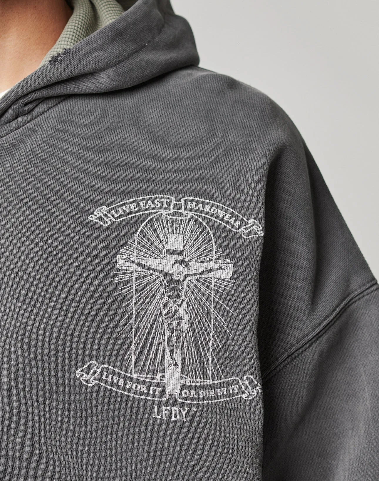 LFDY Cross Hooded Zip sold by Live Fast Die Young product image thumbnail 4